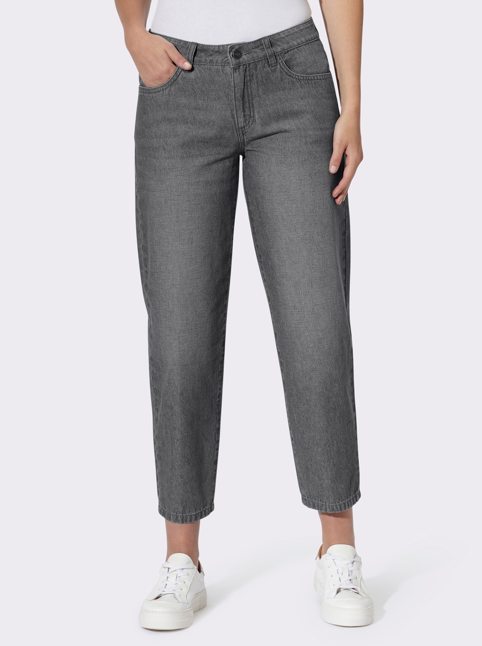 heine 5-Pocket-Jeans in Barrel-Form - stone-grey-denim