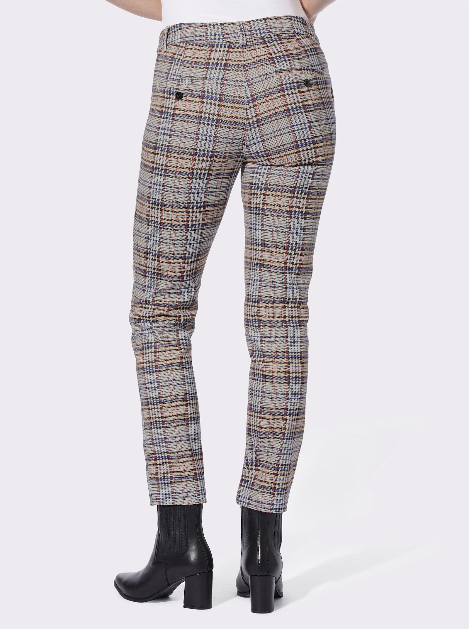 heine Geruite broek van geweven materiaal - zand/druif geruit