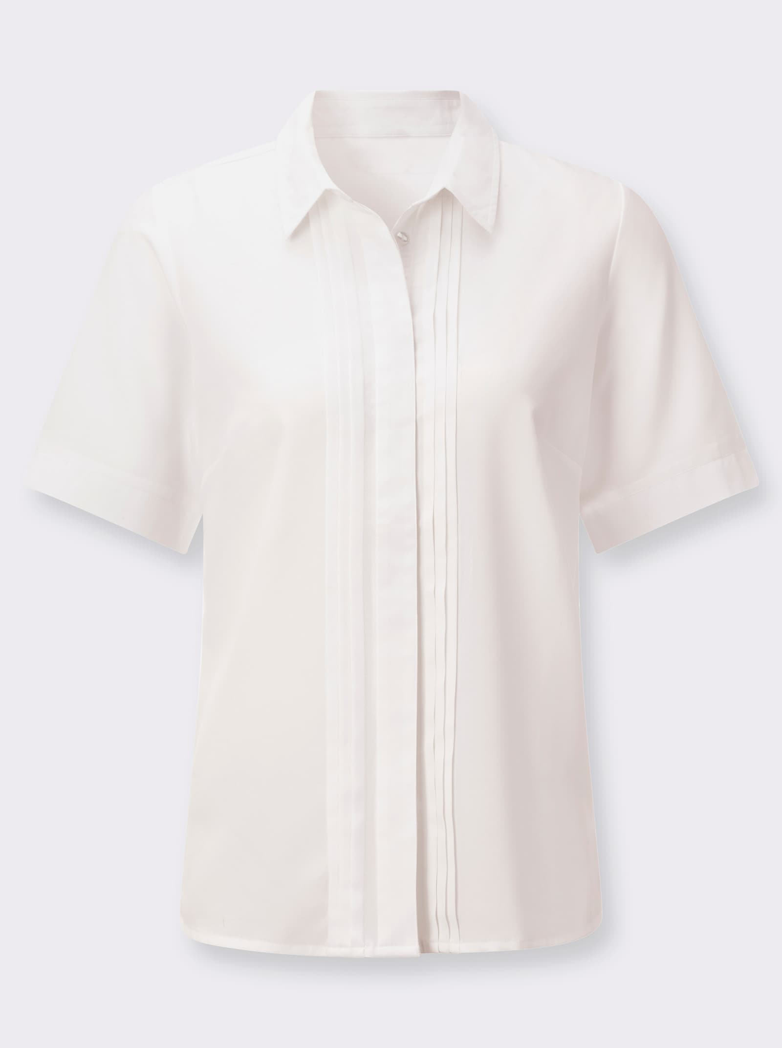 Blouse met korte mouw en sierbiezen - wit