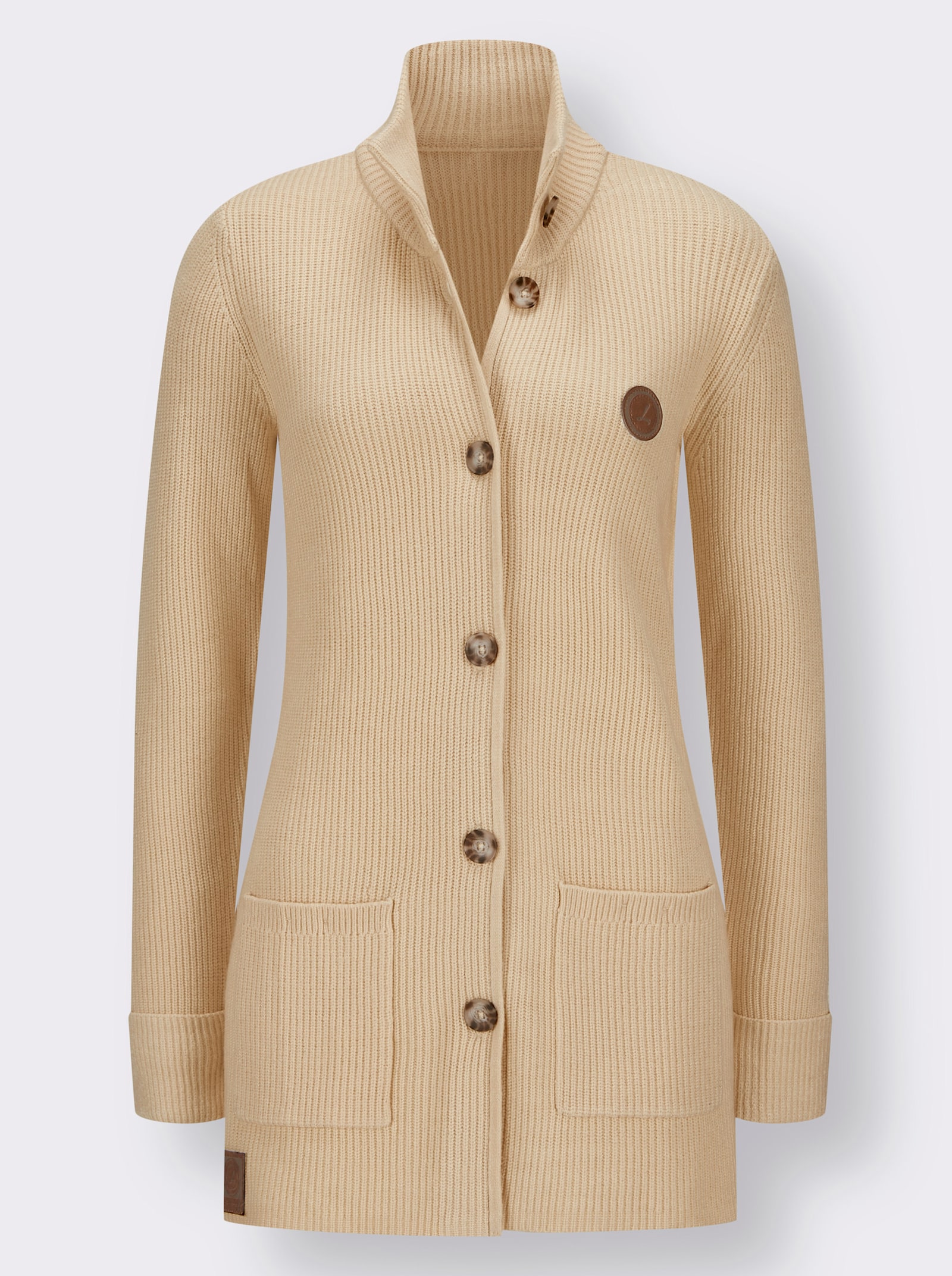 Dlhý kardigán so stojačikom - slonovinová