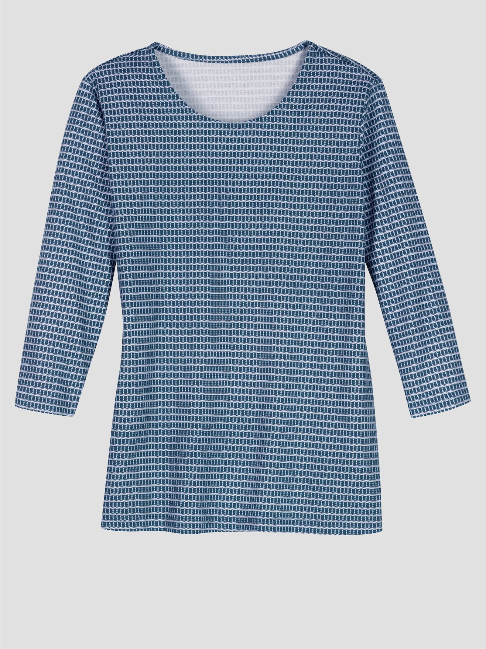 3/4-Arm-Shirt mit Minimal-Druck - jeansblau-ecru-bedruckt