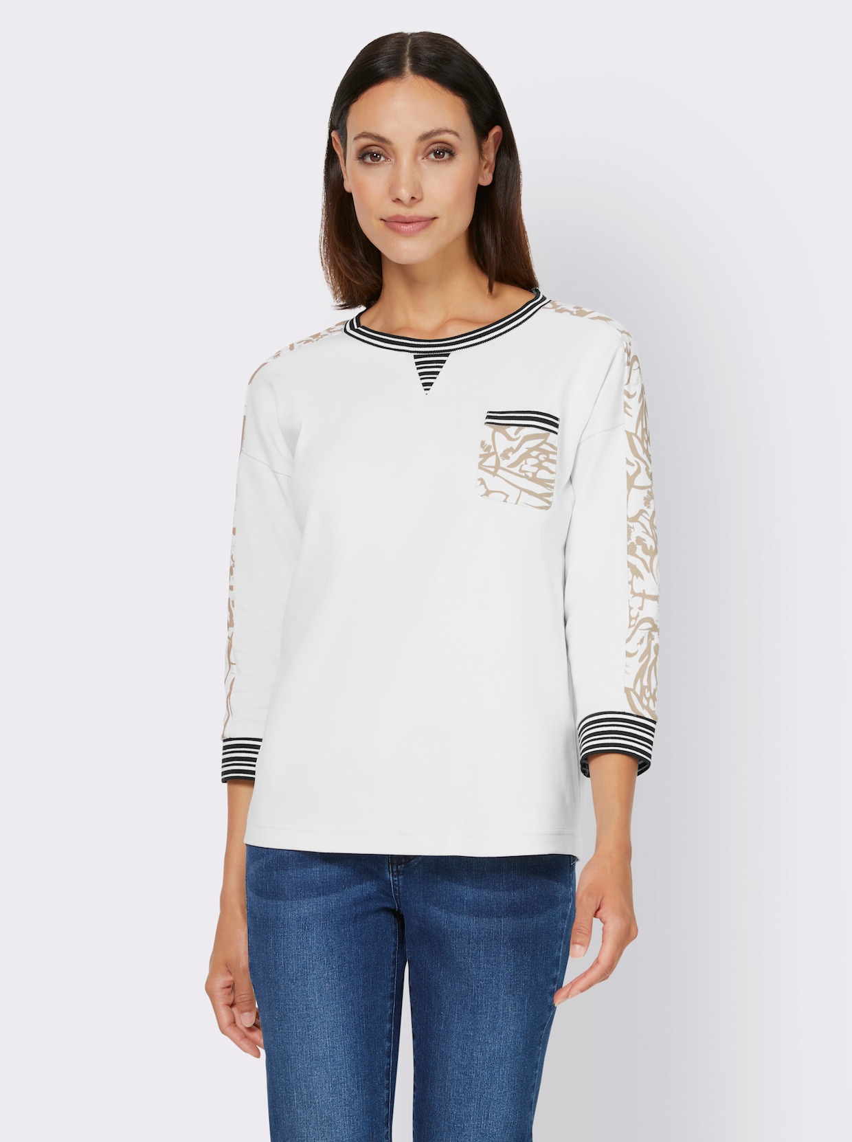 heine Shirt met 3/4-mouw - ecru/beige bedrukt