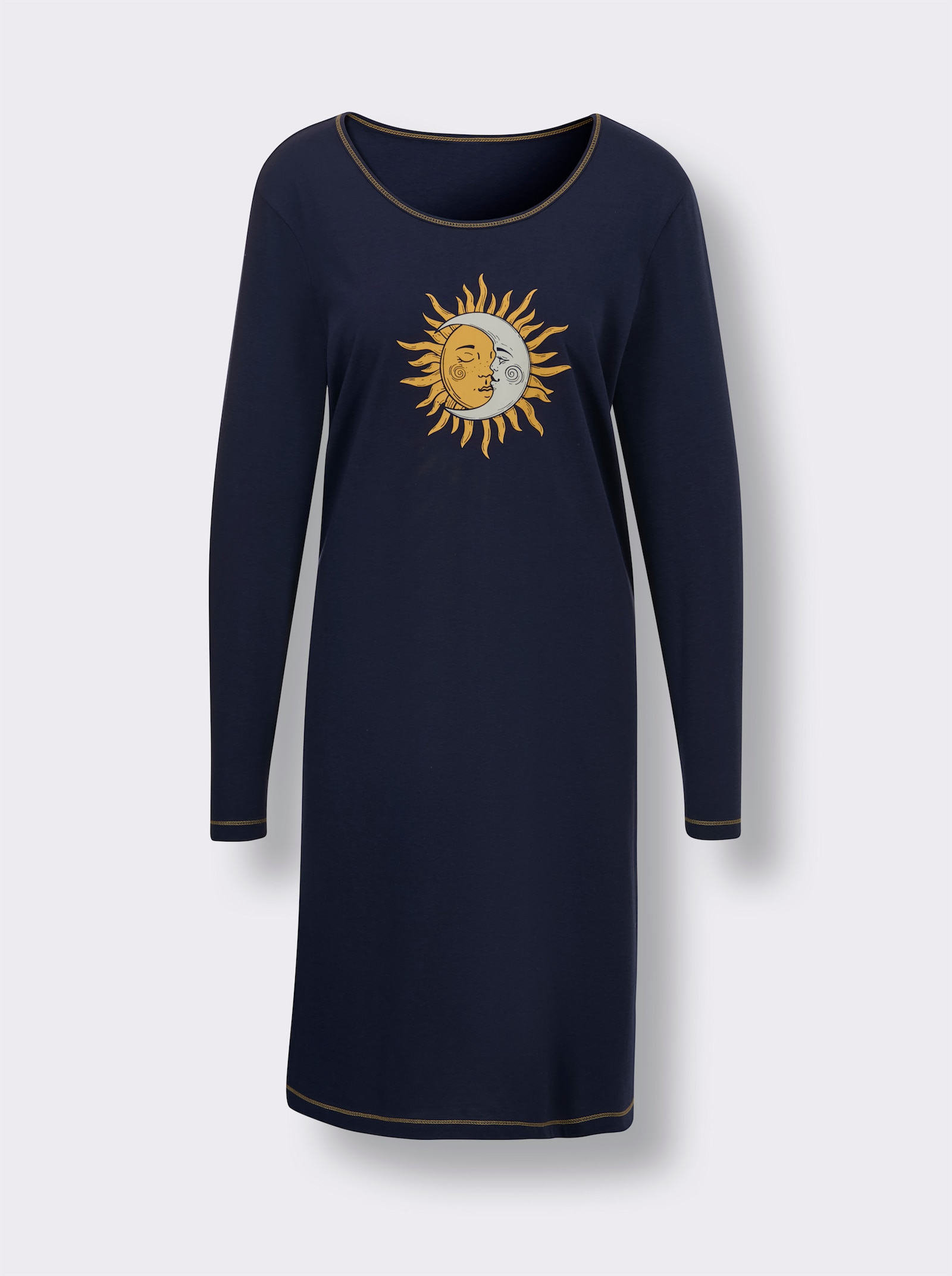 wäschepur Nachthemden - marine + marine-ocker-bedruckt