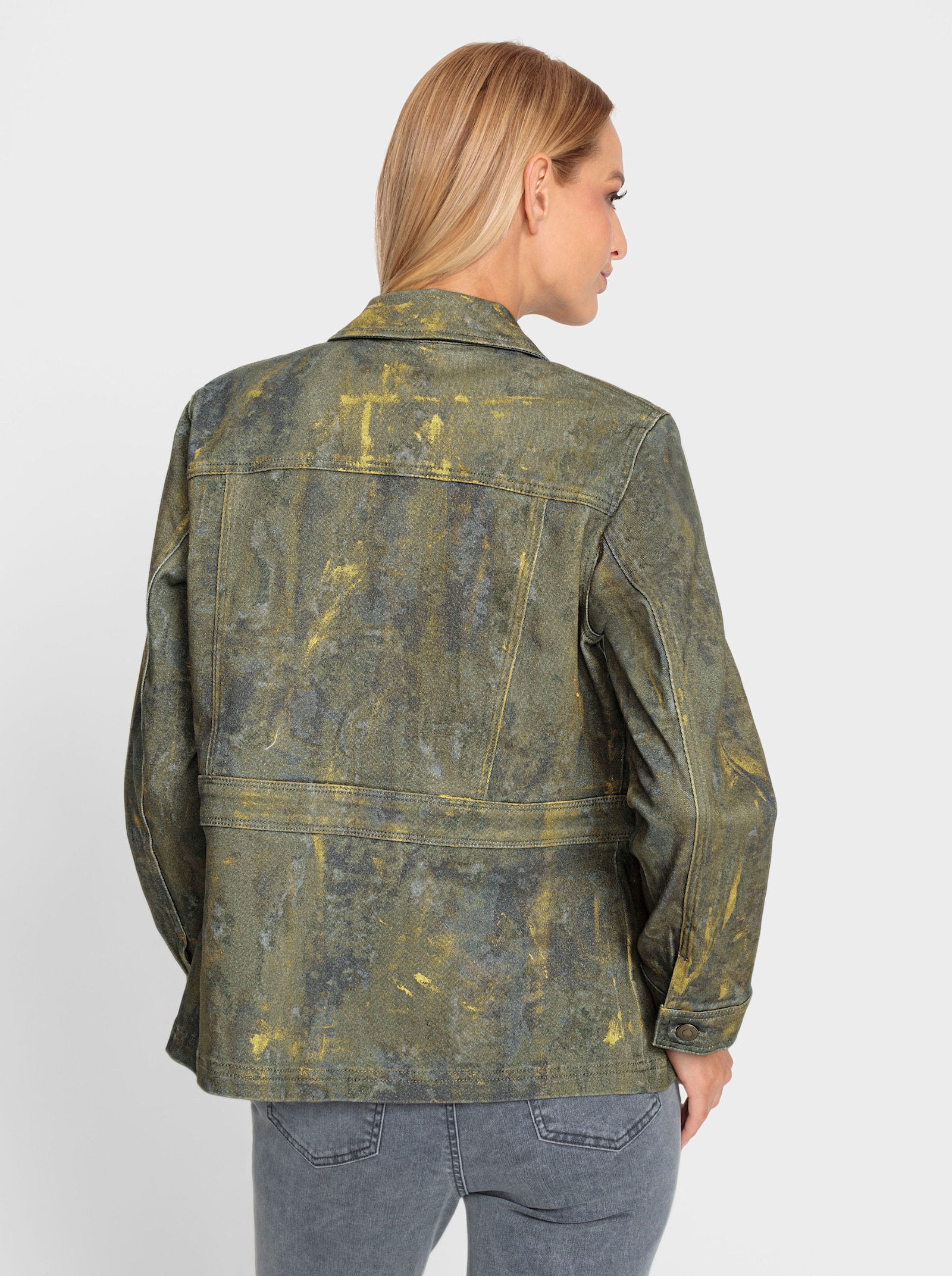 heine Jackenblazer mit goldfarbenen Details - khaki-bedruckt