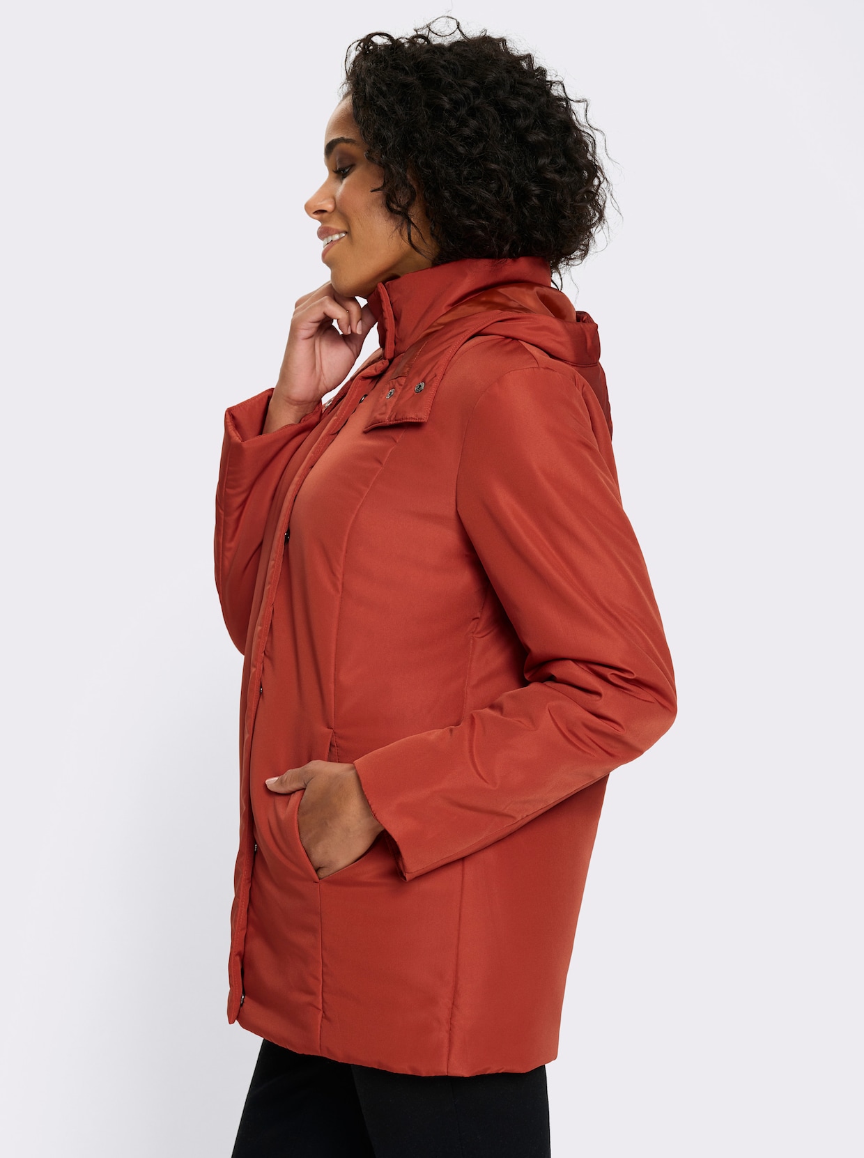 Freizeitjacke mit Kapuze - rostrot