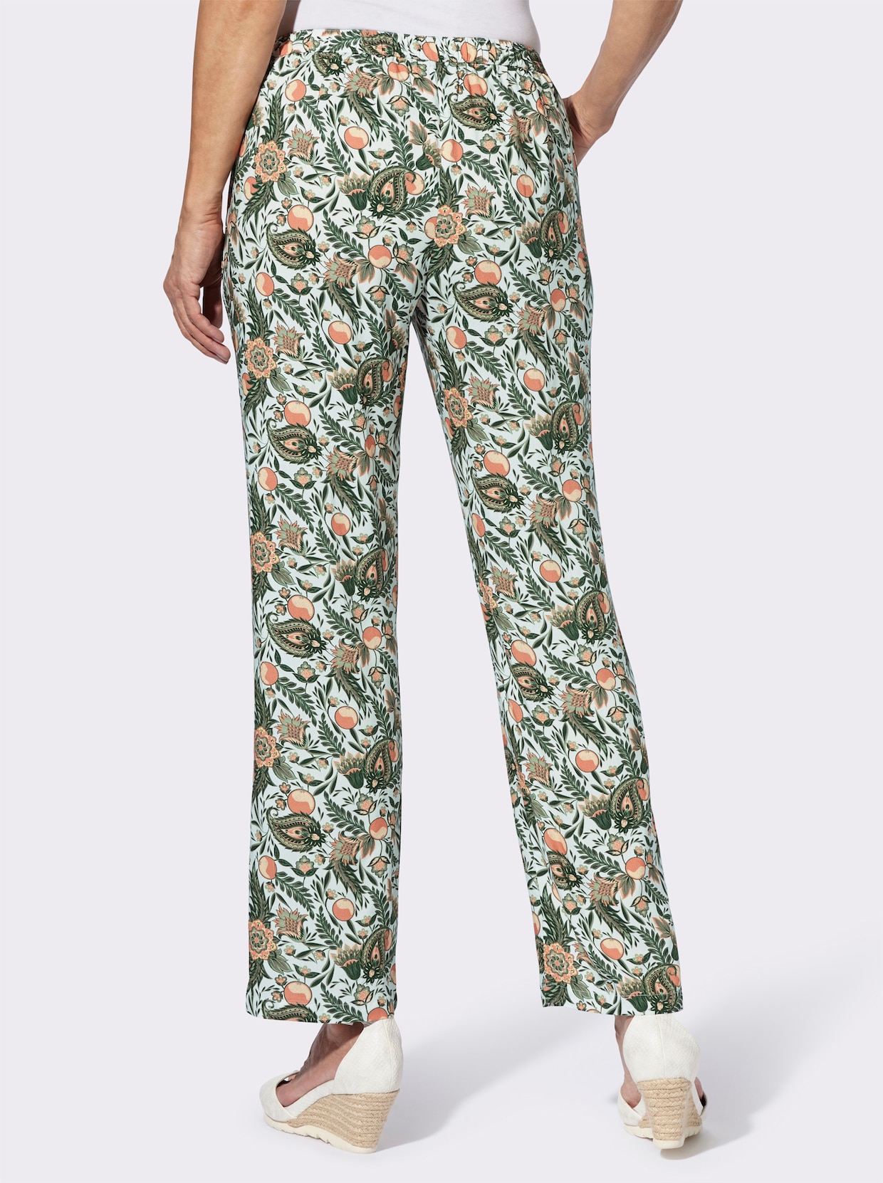 Schlupfhose - ecru-eucalyptus-bedruckt