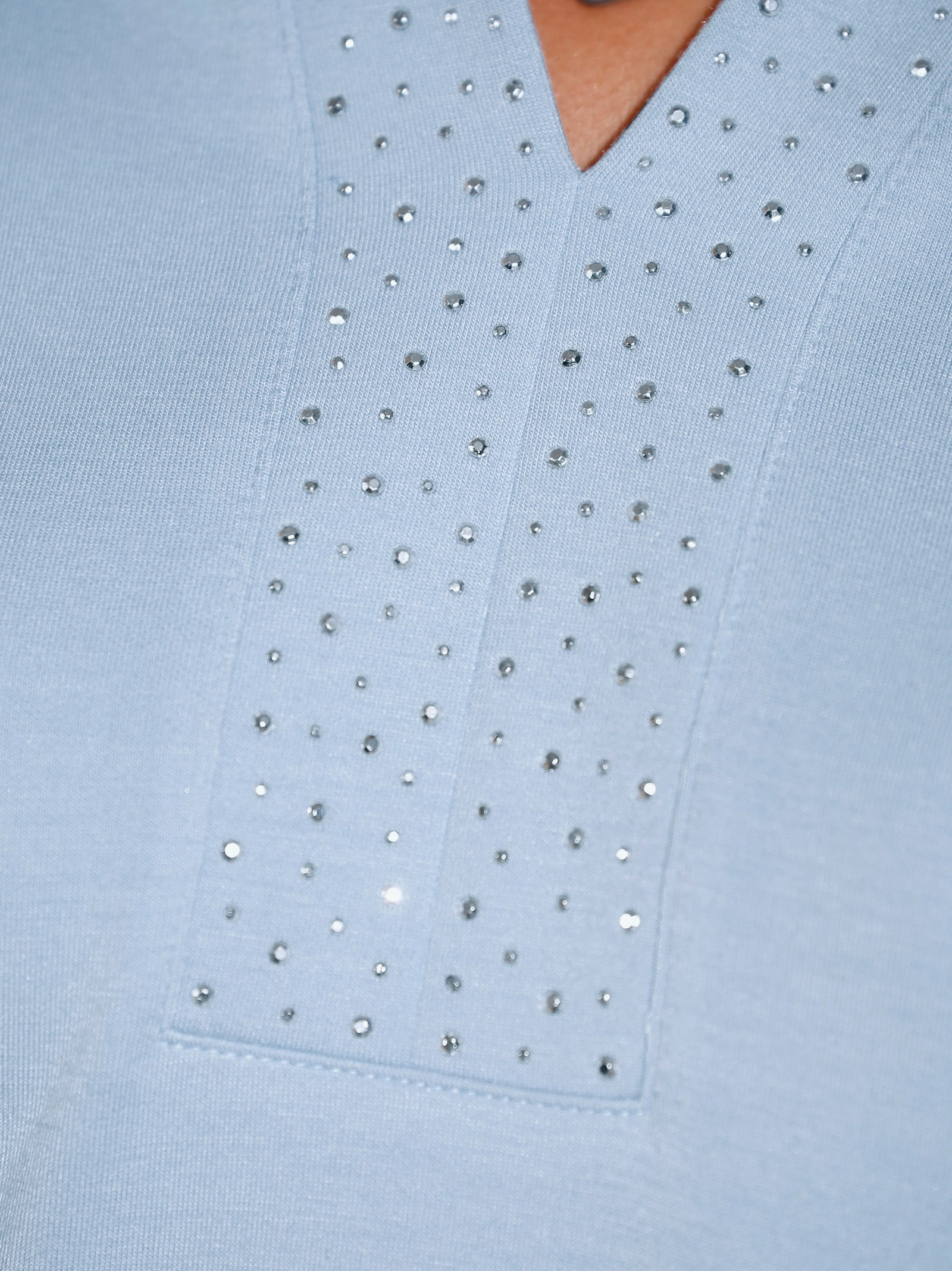 Sweatshirt mit Netzeinsatz entlang der Ärmel - hellblau