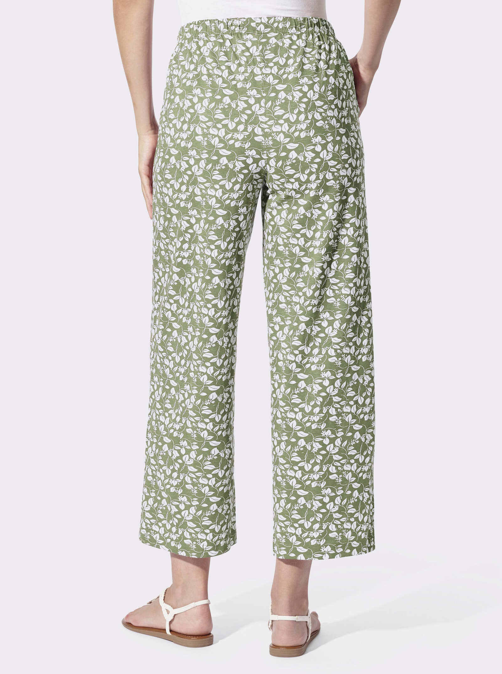 Schlupfhose mit Taschen - schilf-weiß-bedruckt