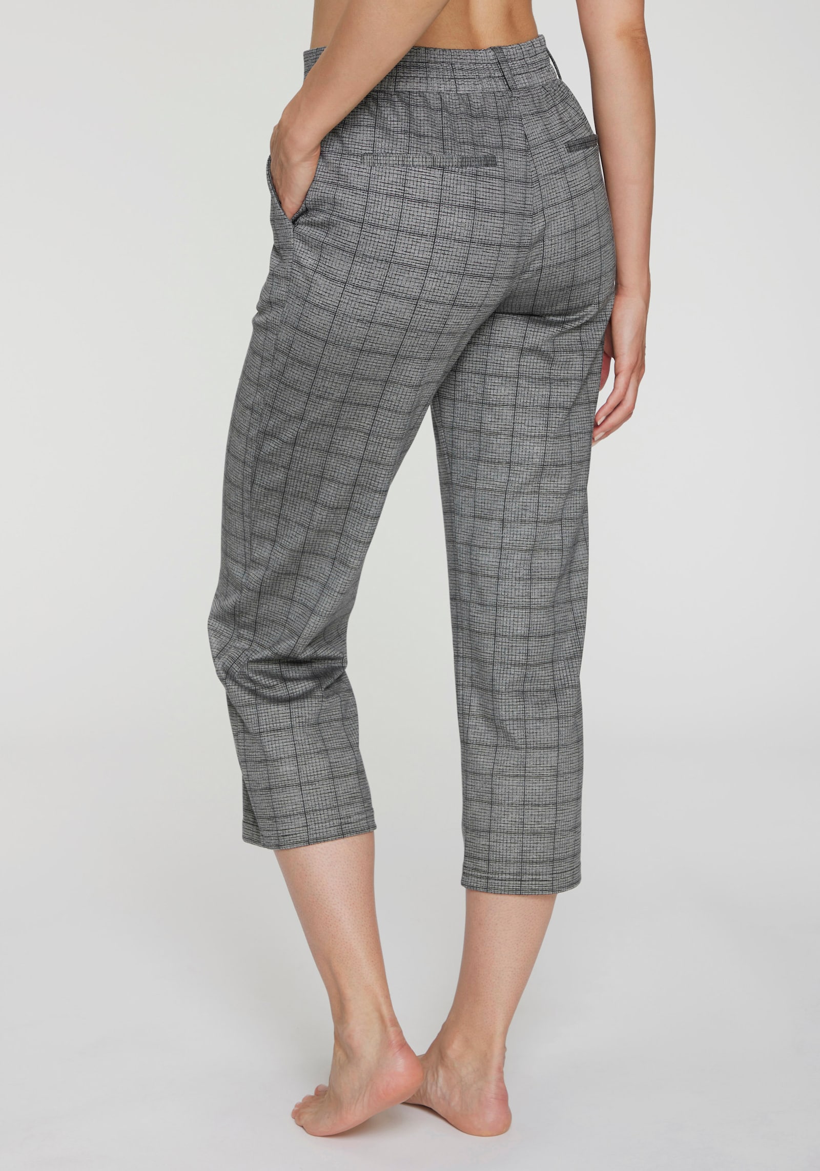 LASCANA Pantalon large - gris à carreaux