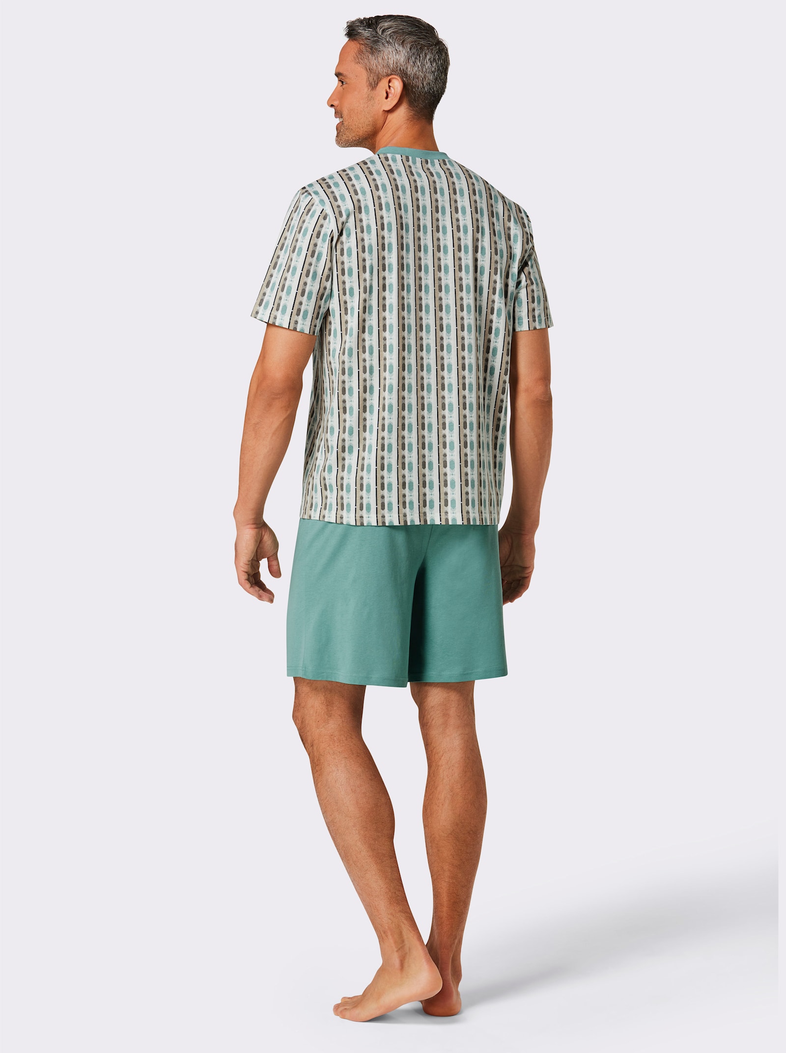 wäschepur men Shorty's - ecru/salie bedrukt + salie