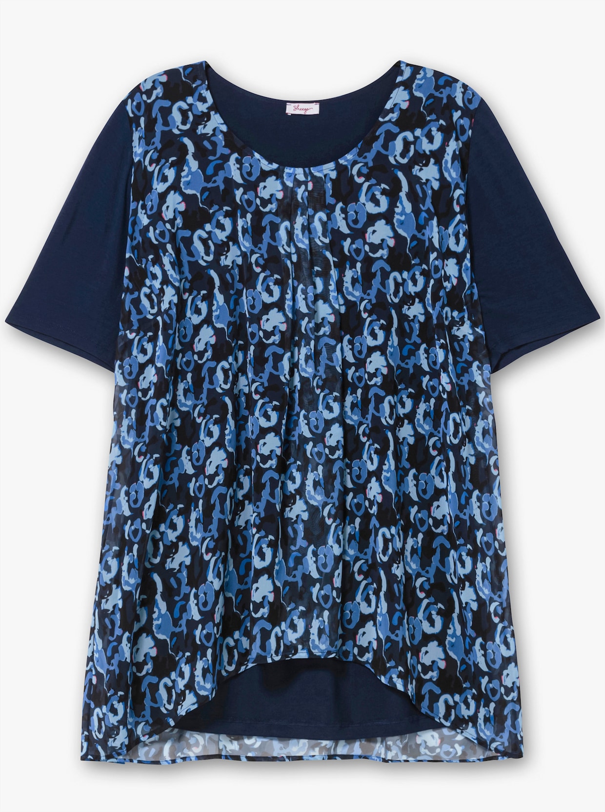 sheego Blusenshirt in Lagenoptik - marine-gemustert