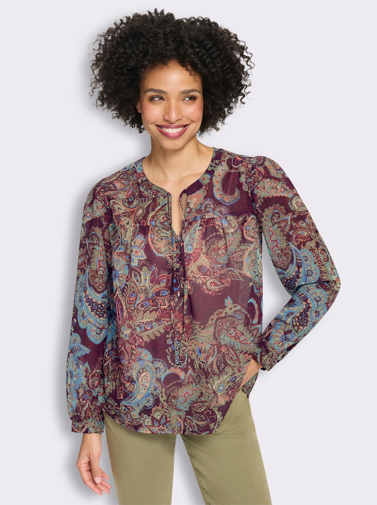 heine Druckbluse mit Paisley-Print - burgund-bedruckt