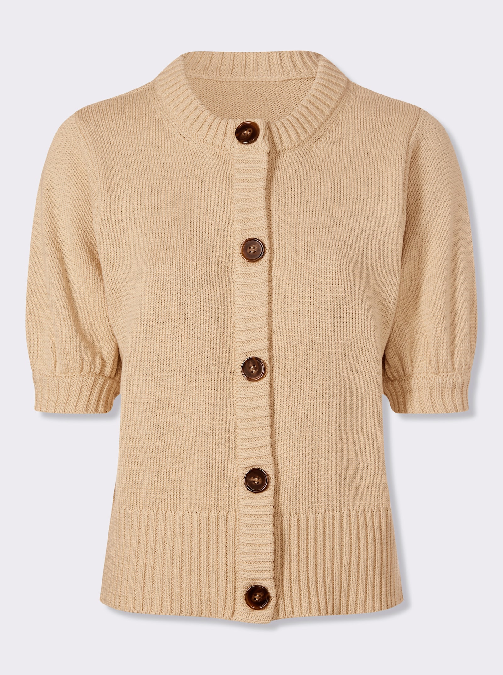 heine Veste en tricot à manches ballon courtes - sable