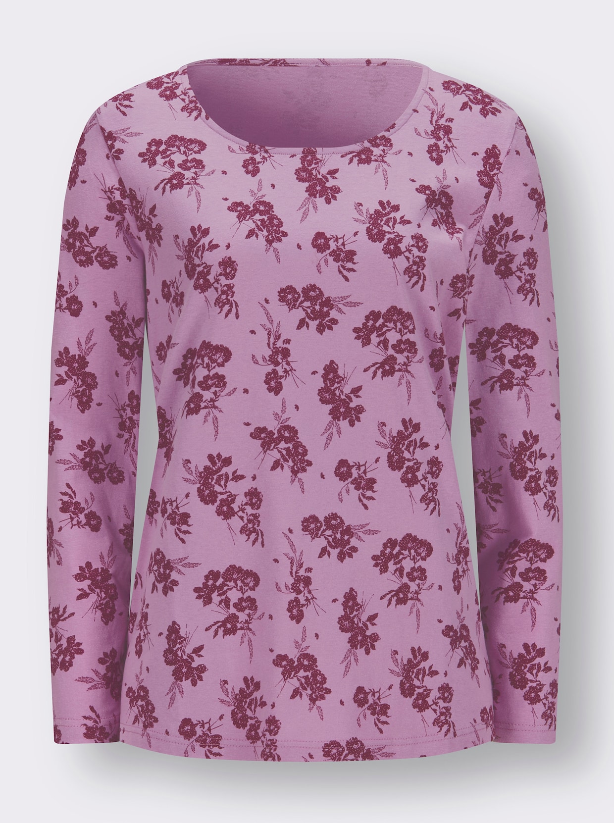 Shirt met ronde hals - orchidee/malve bedrukt