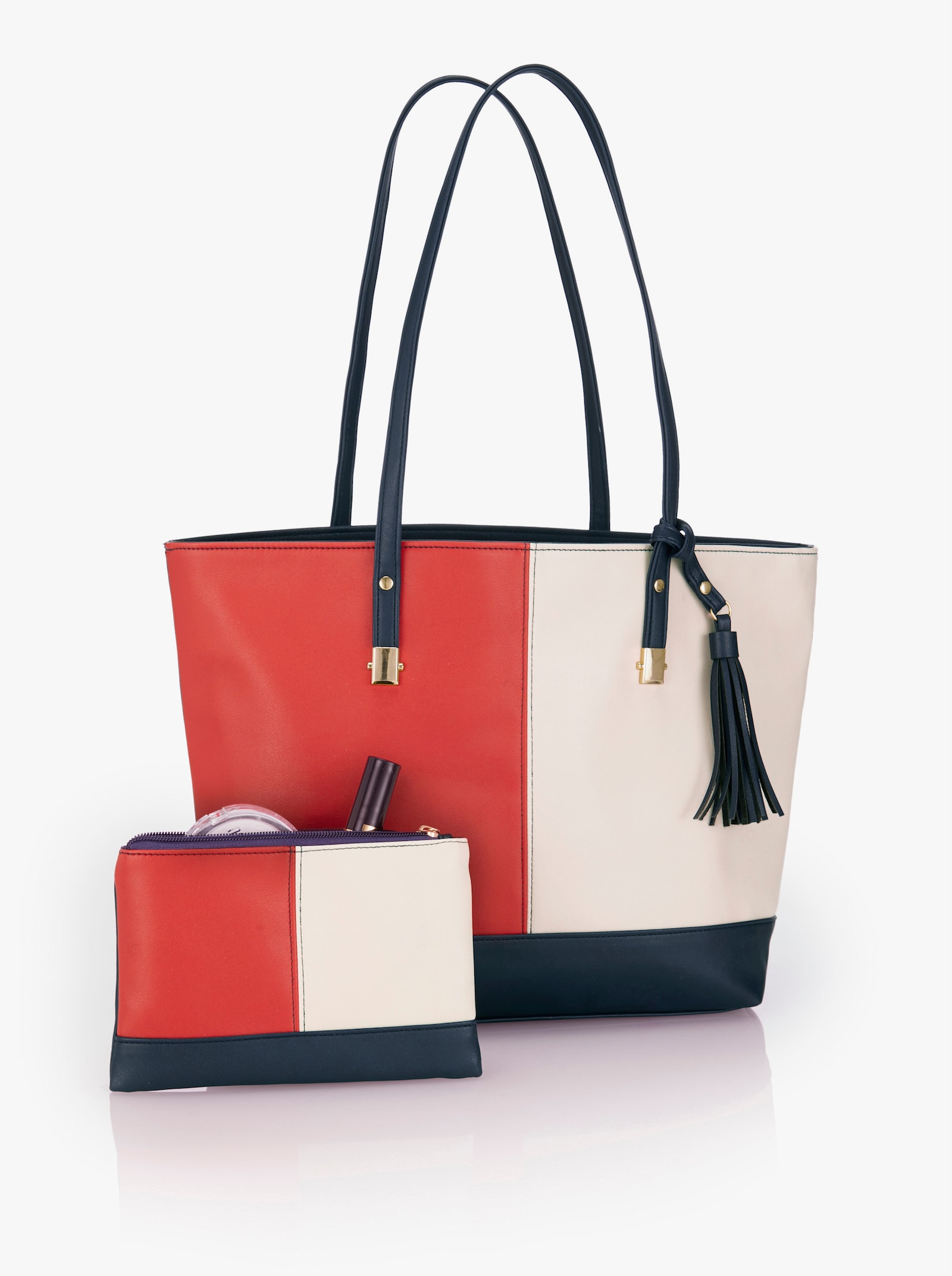 Handtasche mit Kosmetiktasche - rot