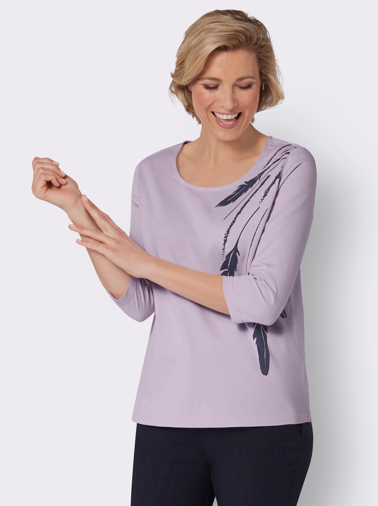 Shirt met 3/4-mouw - lila