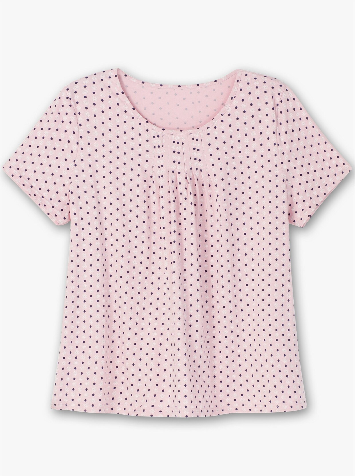 Kurzarmshirt im Minimaldessin - rosé-gemustert