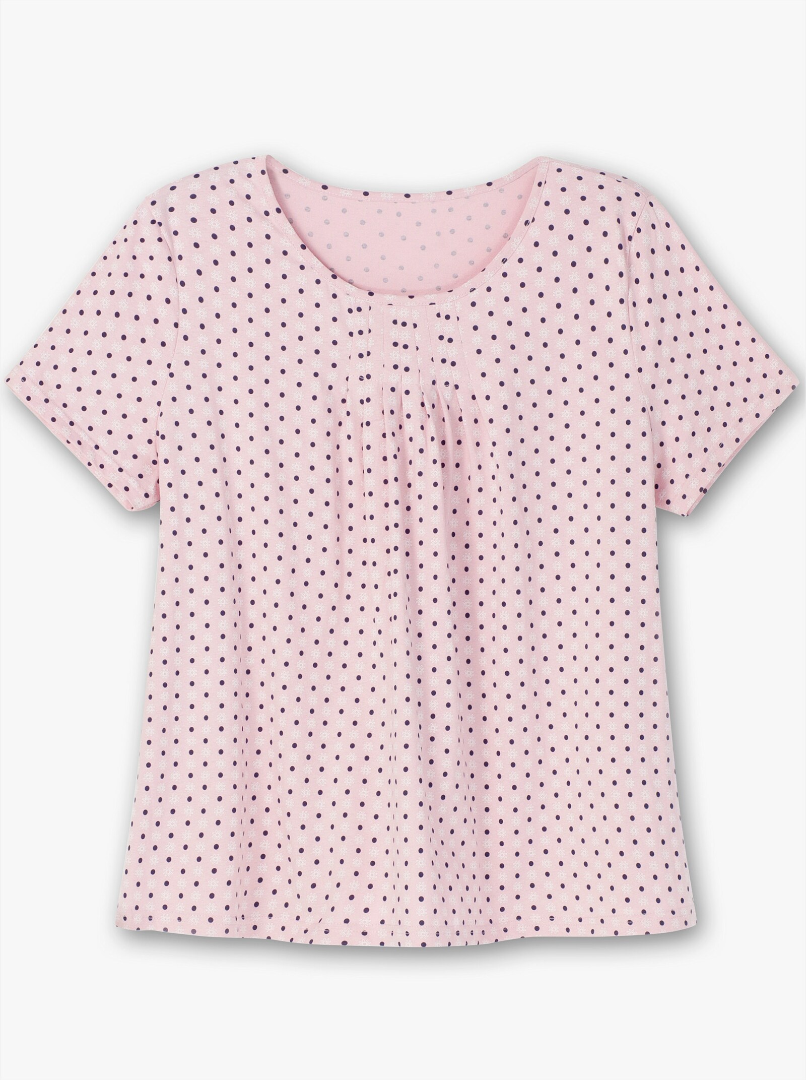 Kurzarmshirt im Minimaldessin - rosé-gemustert