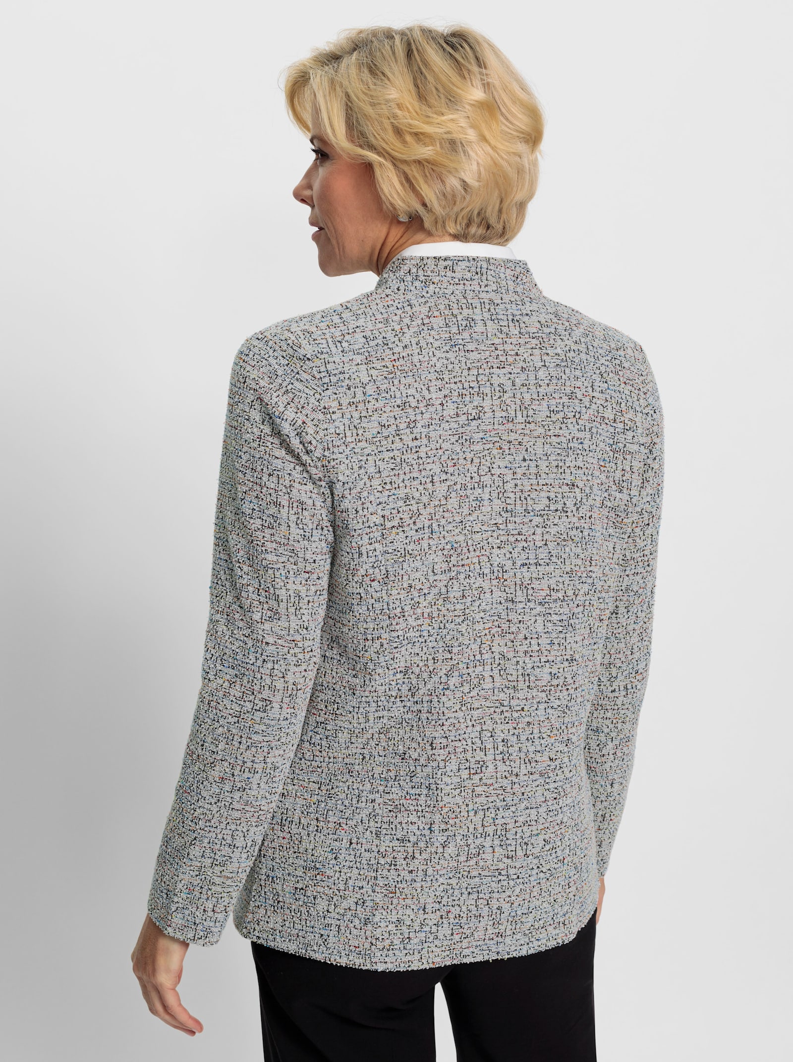 Shirtjacke in Bouclé-Struktur - schwarz-rosenholz-meliert