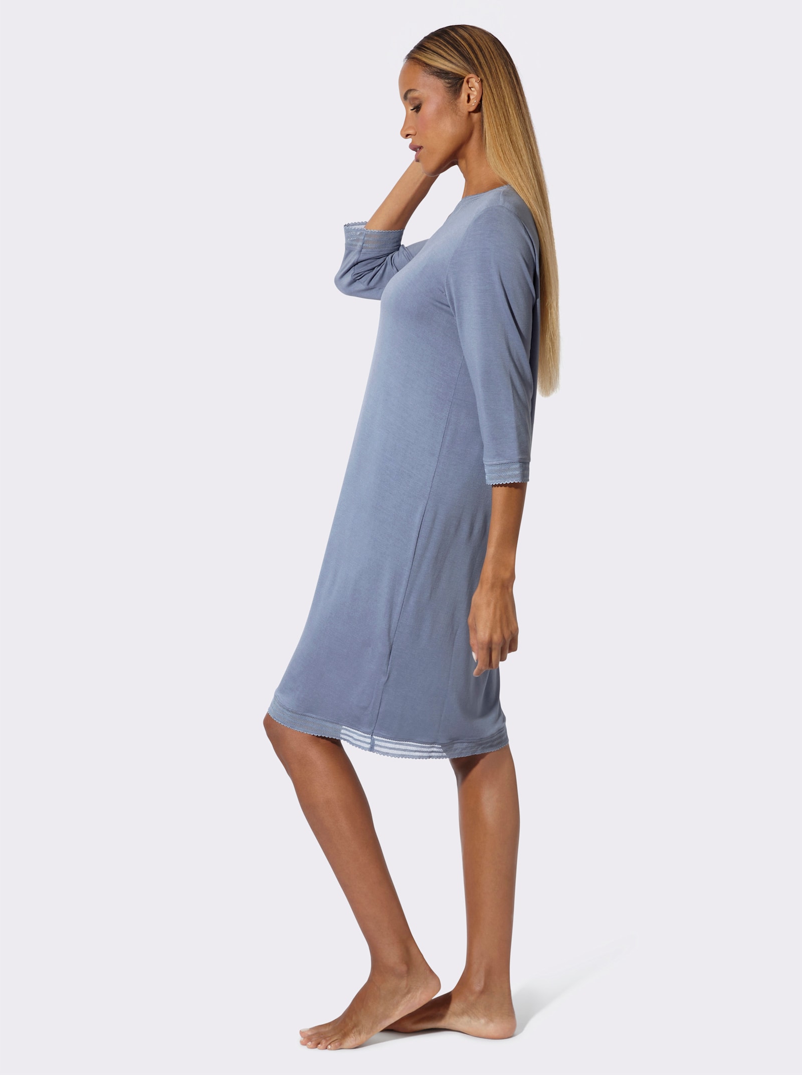 wäschepur Nachthemd mit Mesh-Spitze - taubenblau