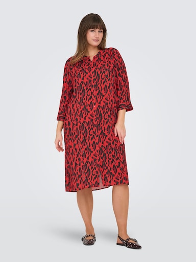 ONLY CARMAKOMA Blusenkleid - poppy red aop:upscaled leo