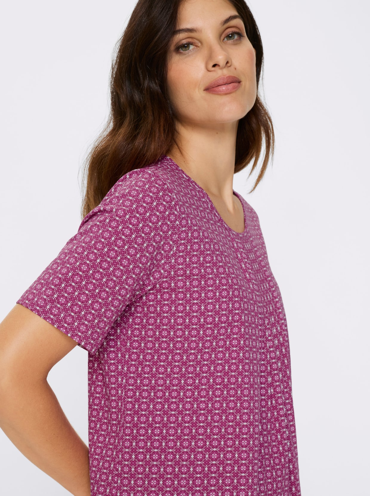 Kurzarmshirt - erika-weiß-bedruckt