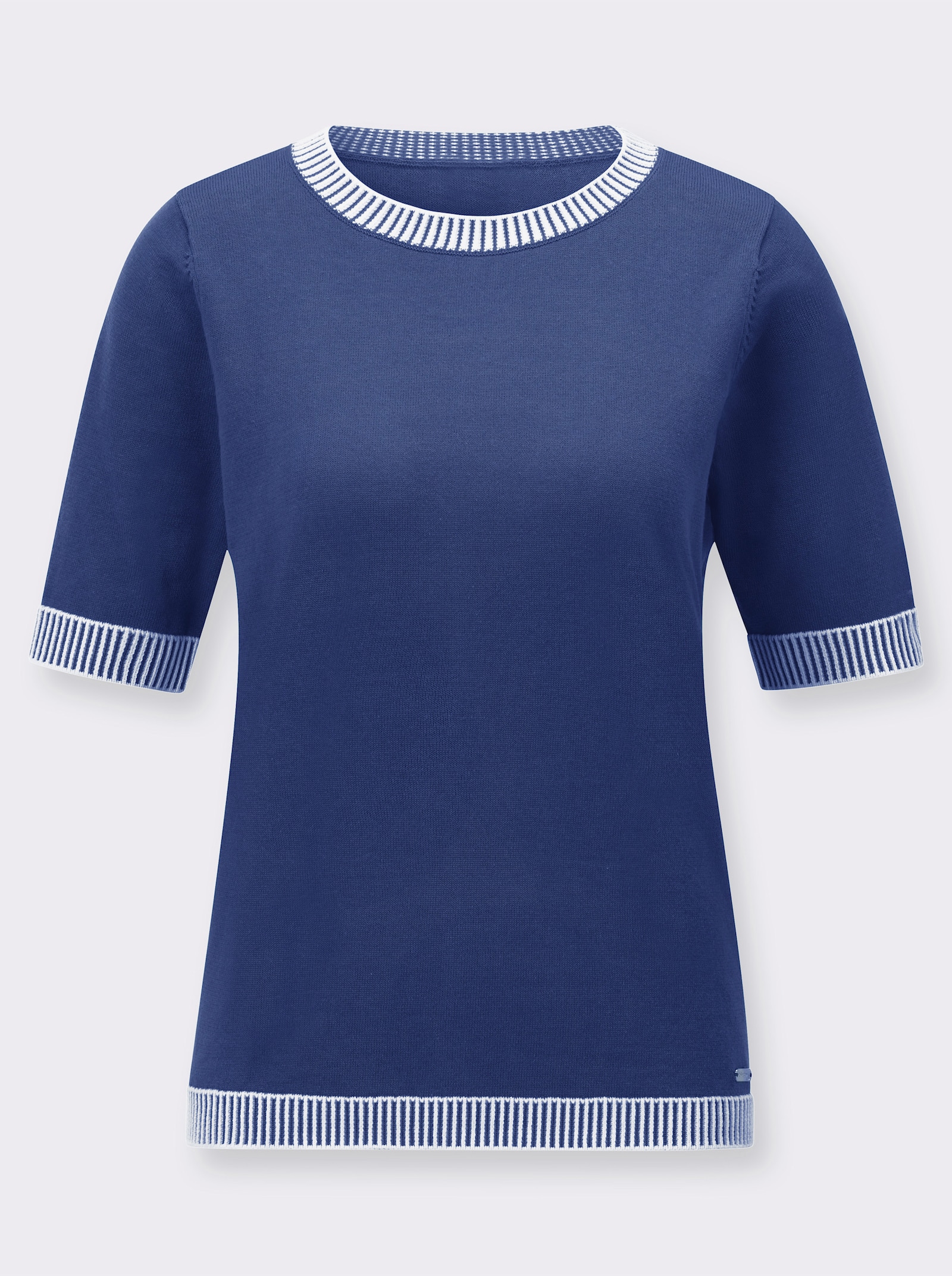 Kurzarmpullover aus reiner Baumwolle - royalblau