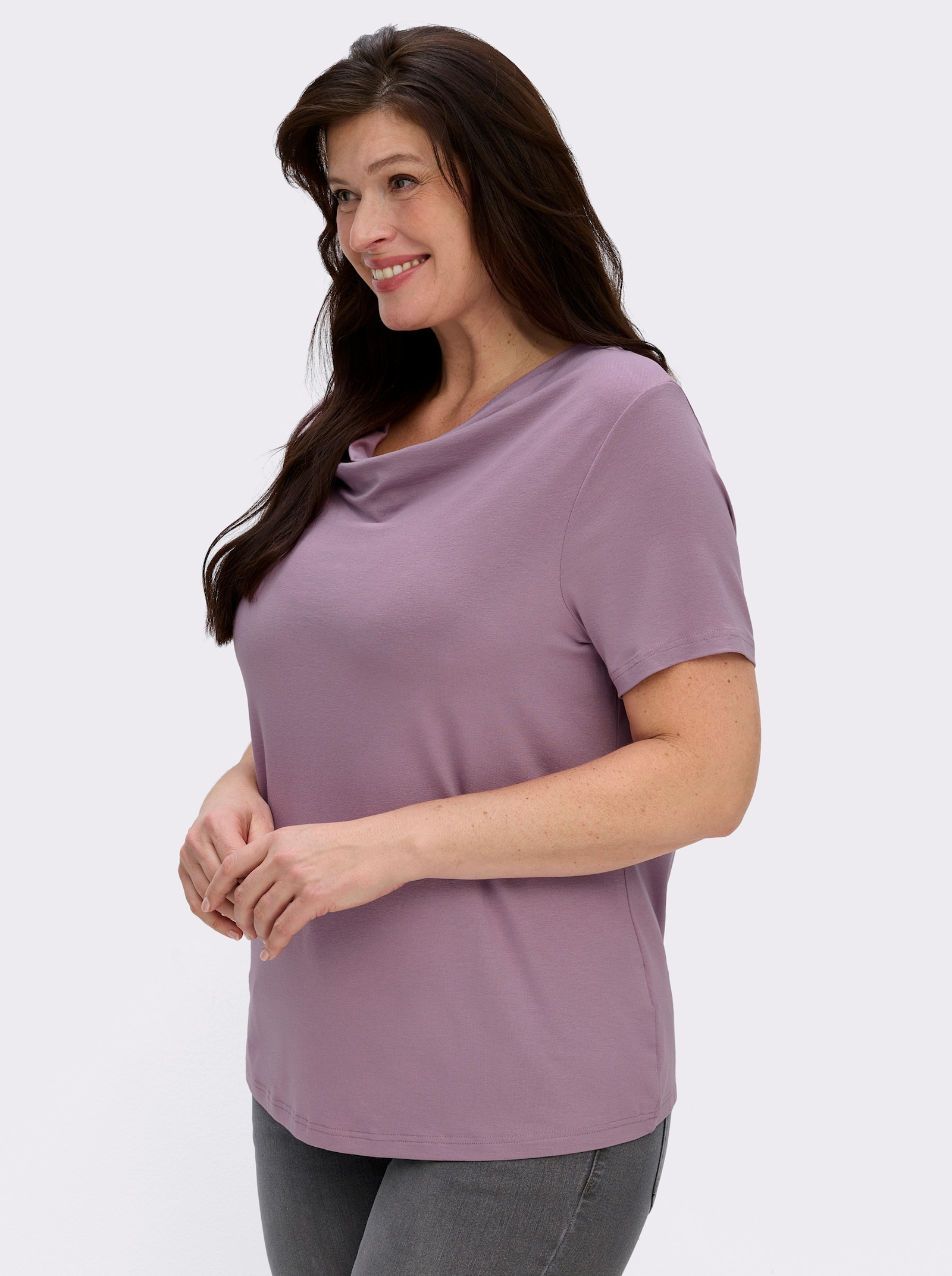 Wasserfallshirt mit kurzen Ärmeln - lavendel