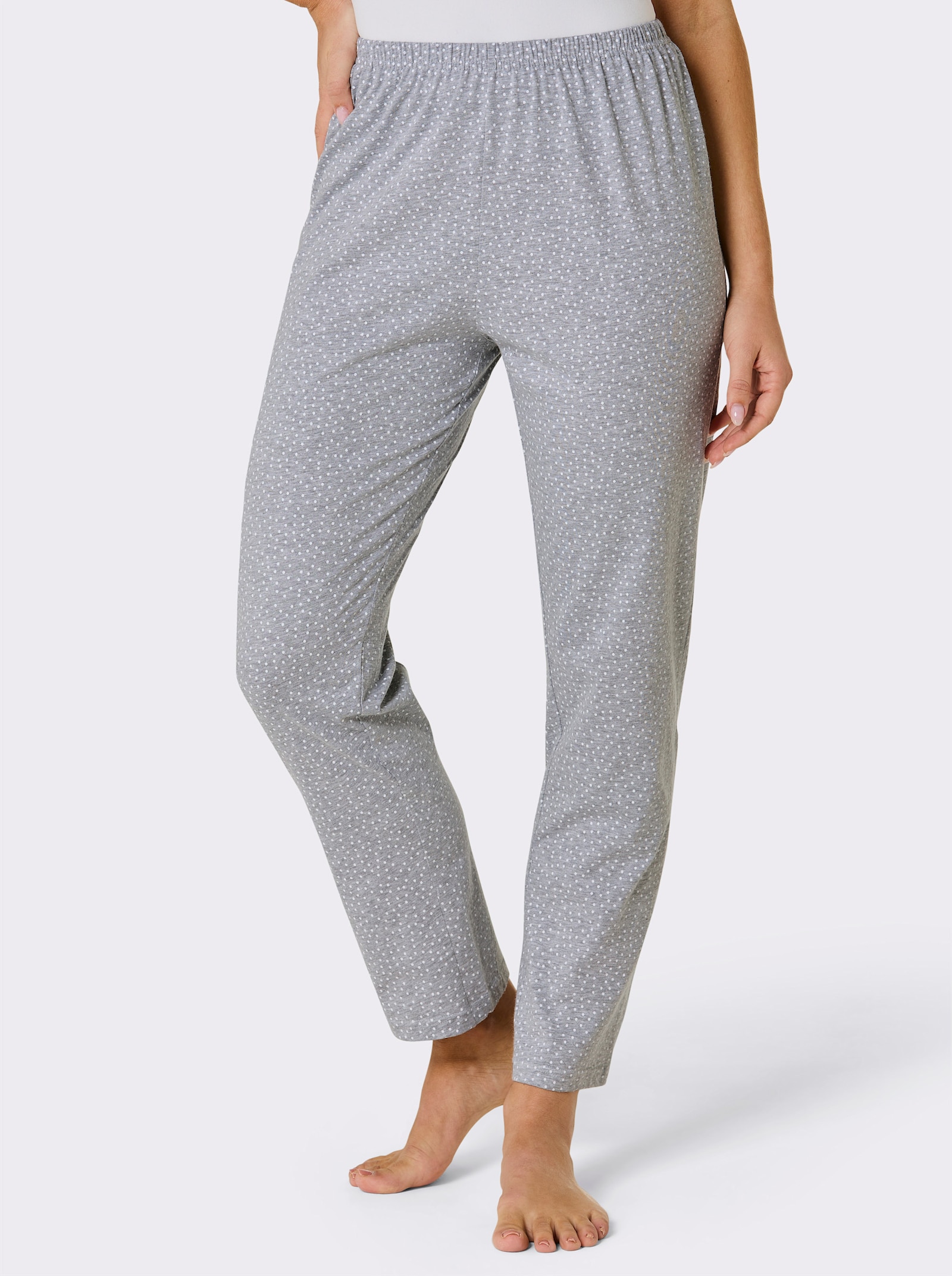 Comtessa Schlafanzughose mit Punkte-Dessin - grau-meliert-weiß