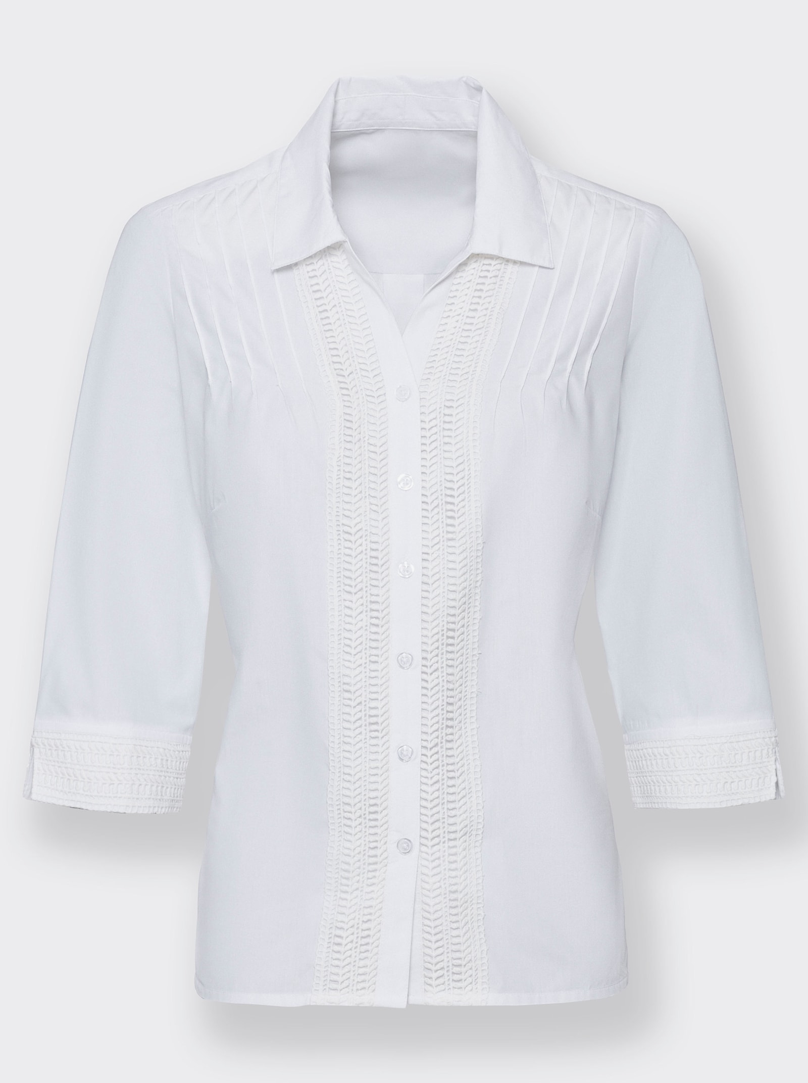 Overhemdblouse met kanten bandjes - wit