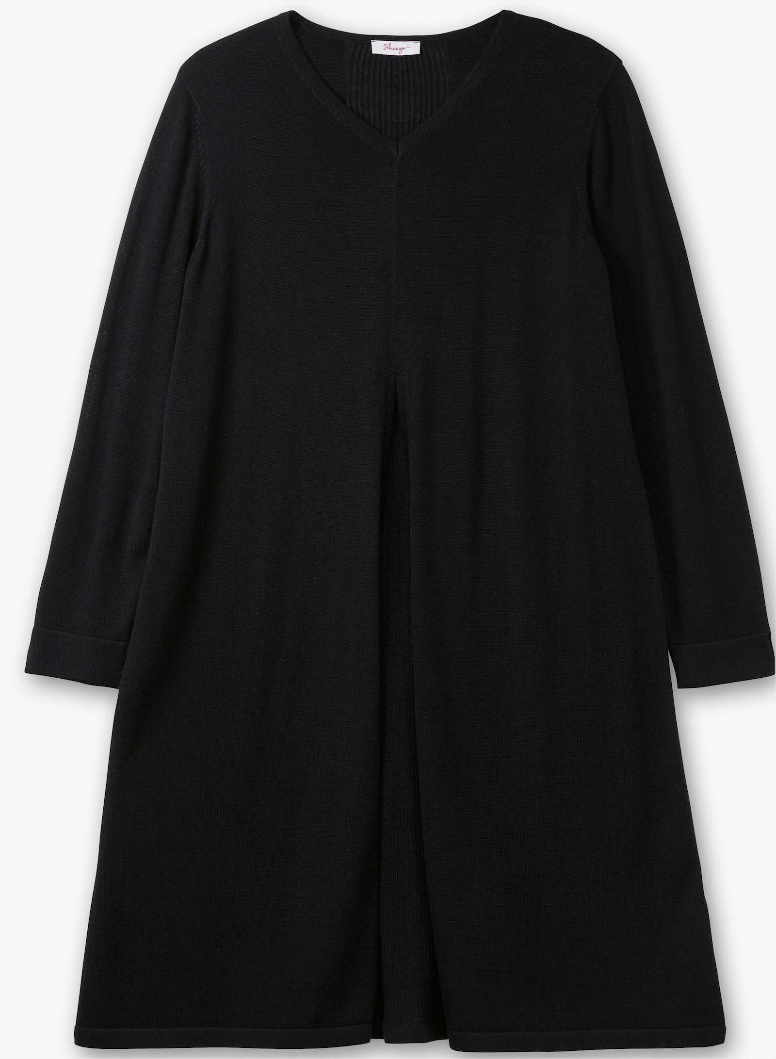 sheego Longpullover mit langem Schlitz vorne - schwarz