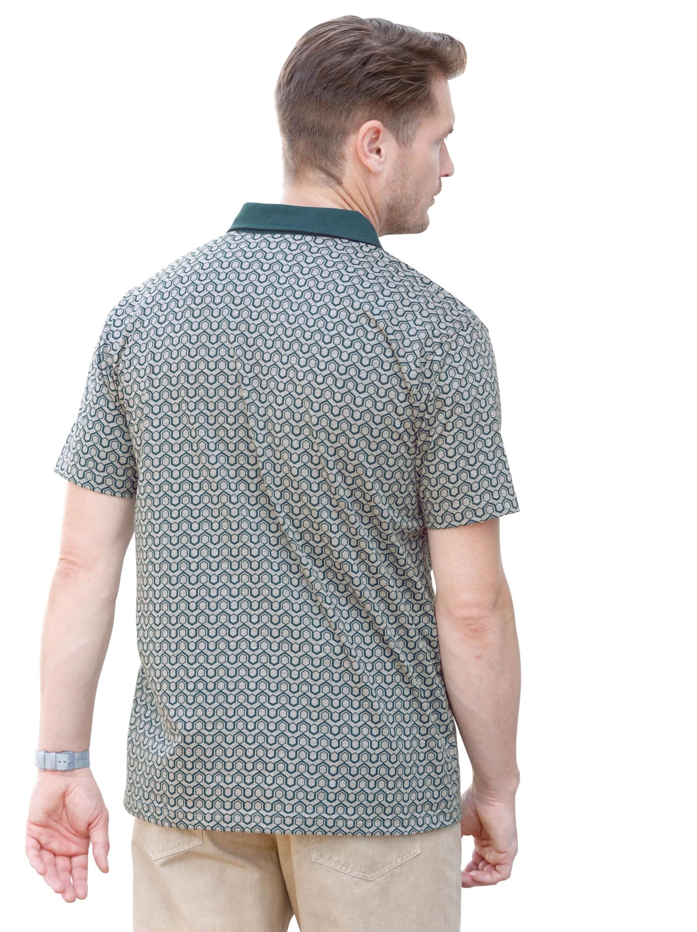 Poloshirt - grün-grau-gemustert