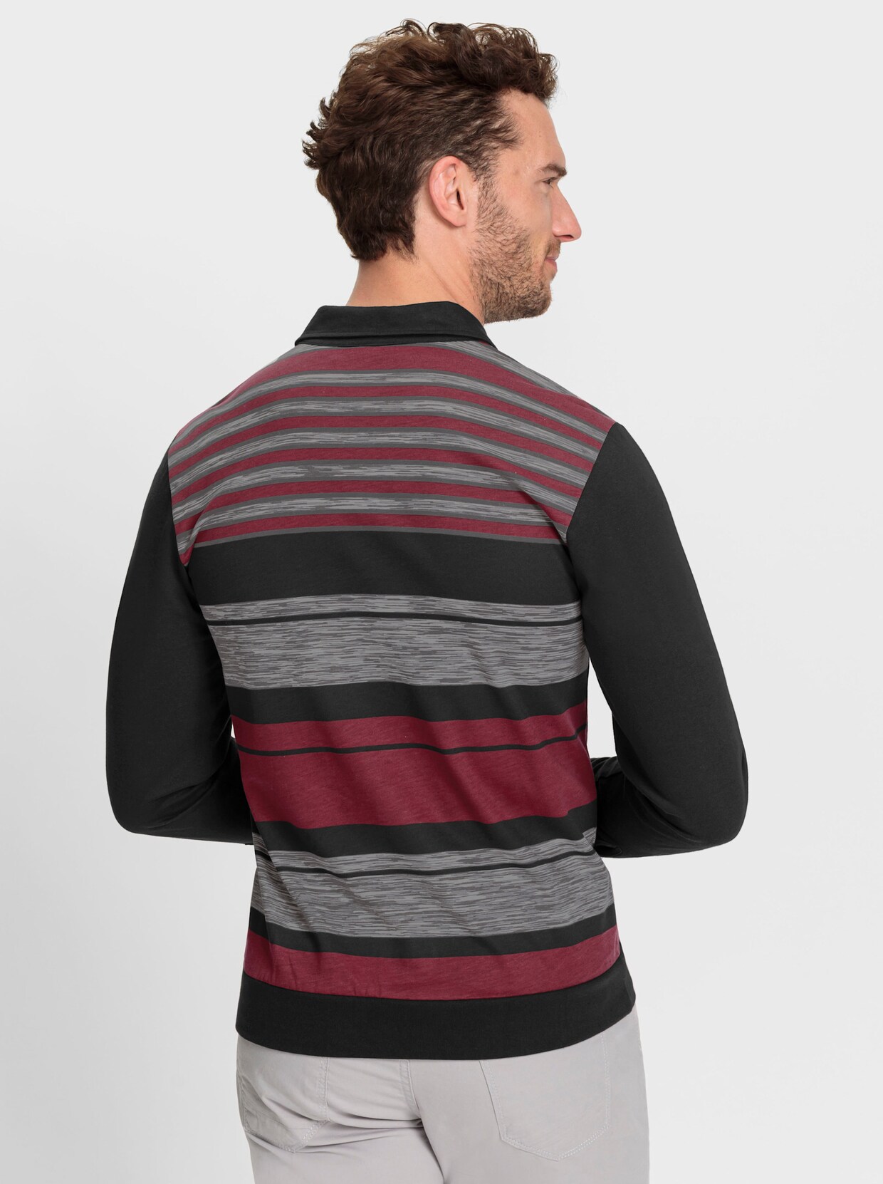 Marco Donati Shirt met lange mouwen - donkerrood/zwart gedessineerd
