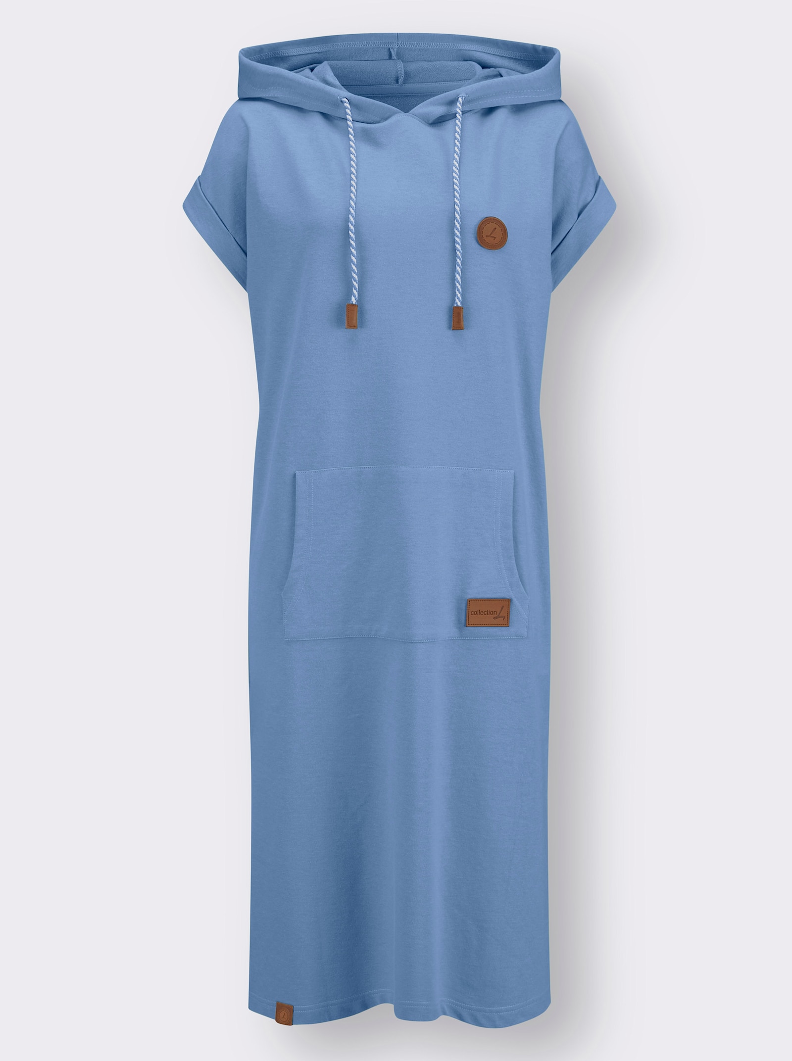 Jerseykleid mit Kapuze - mittelblau