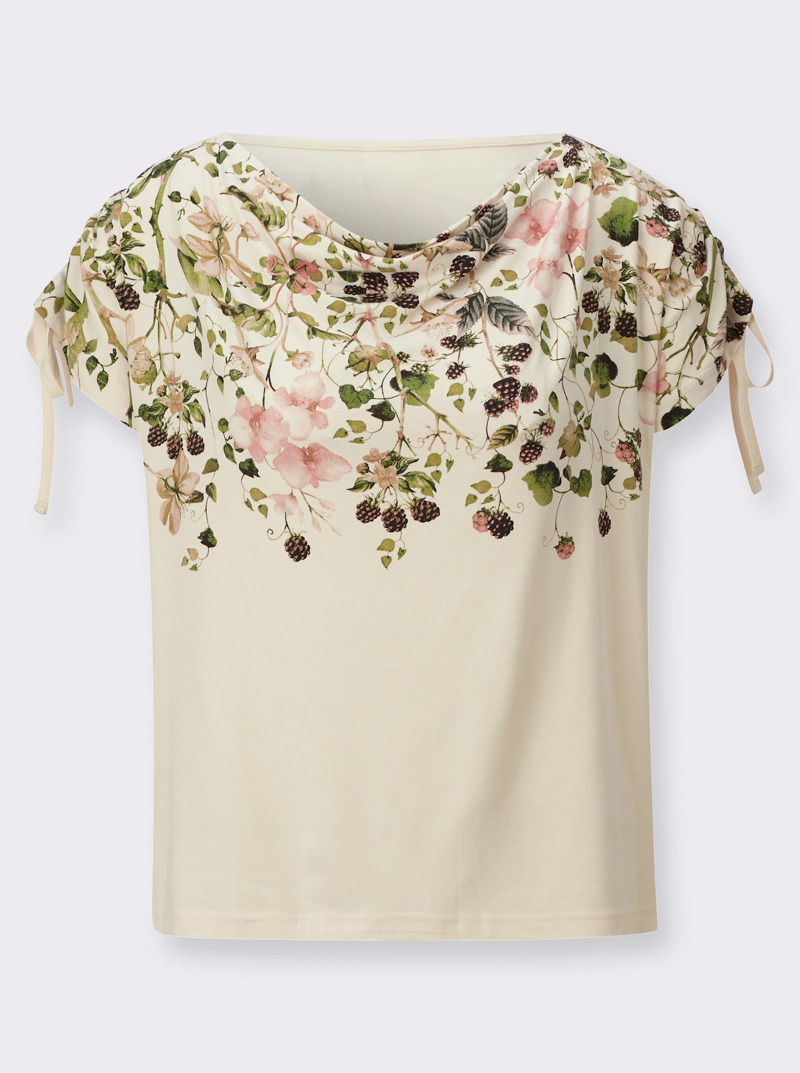 Shirt mit Blätter-Druck - champagner-schilf-bedruckt