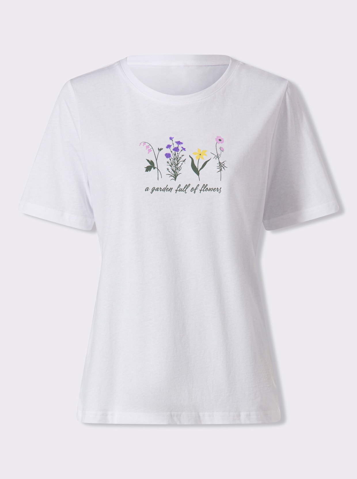 Rundhalsshirt - weiß-bedruckt