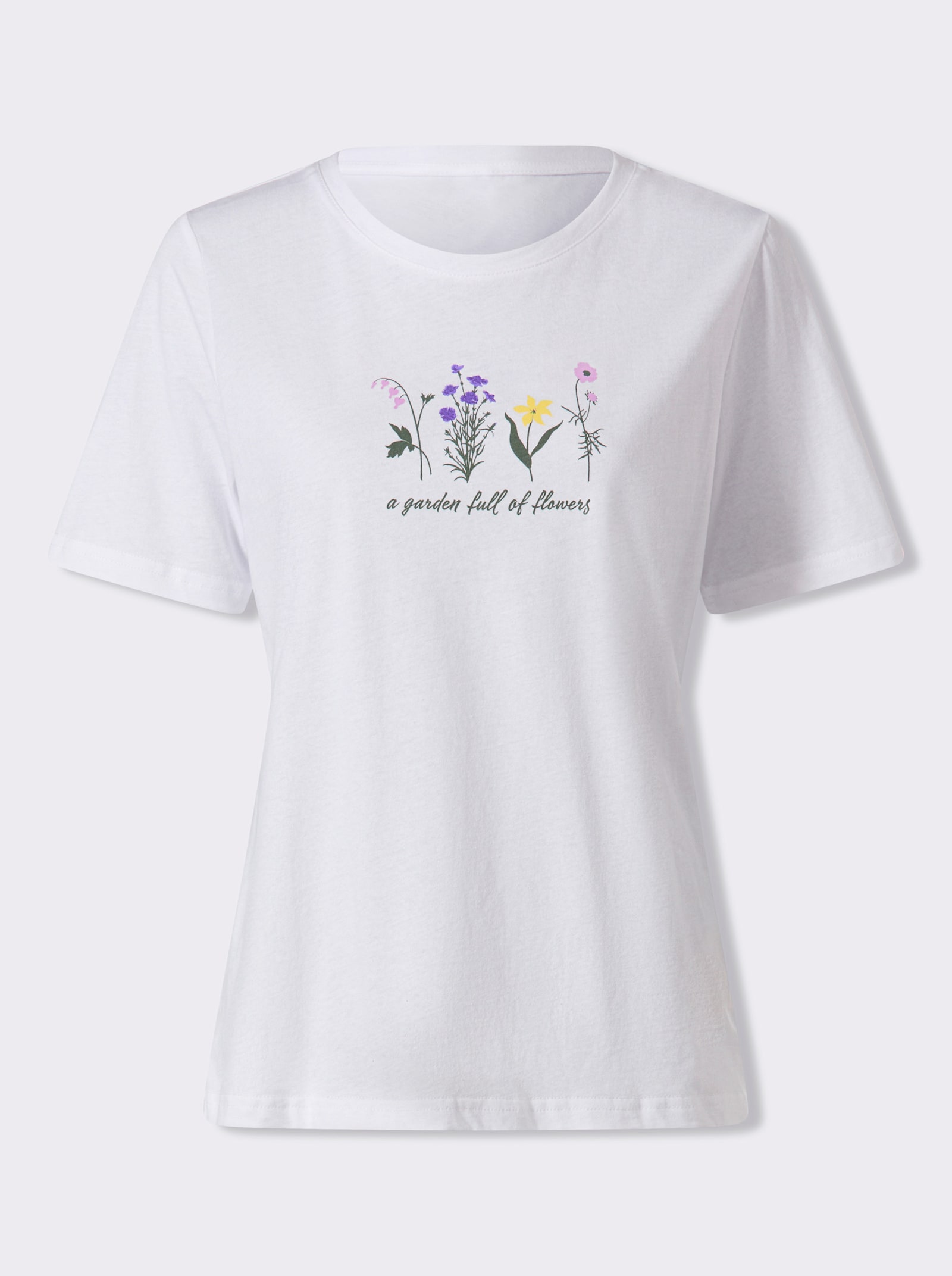 Rundhalsshirt mit platziertem Druck - weiß-bedruckt