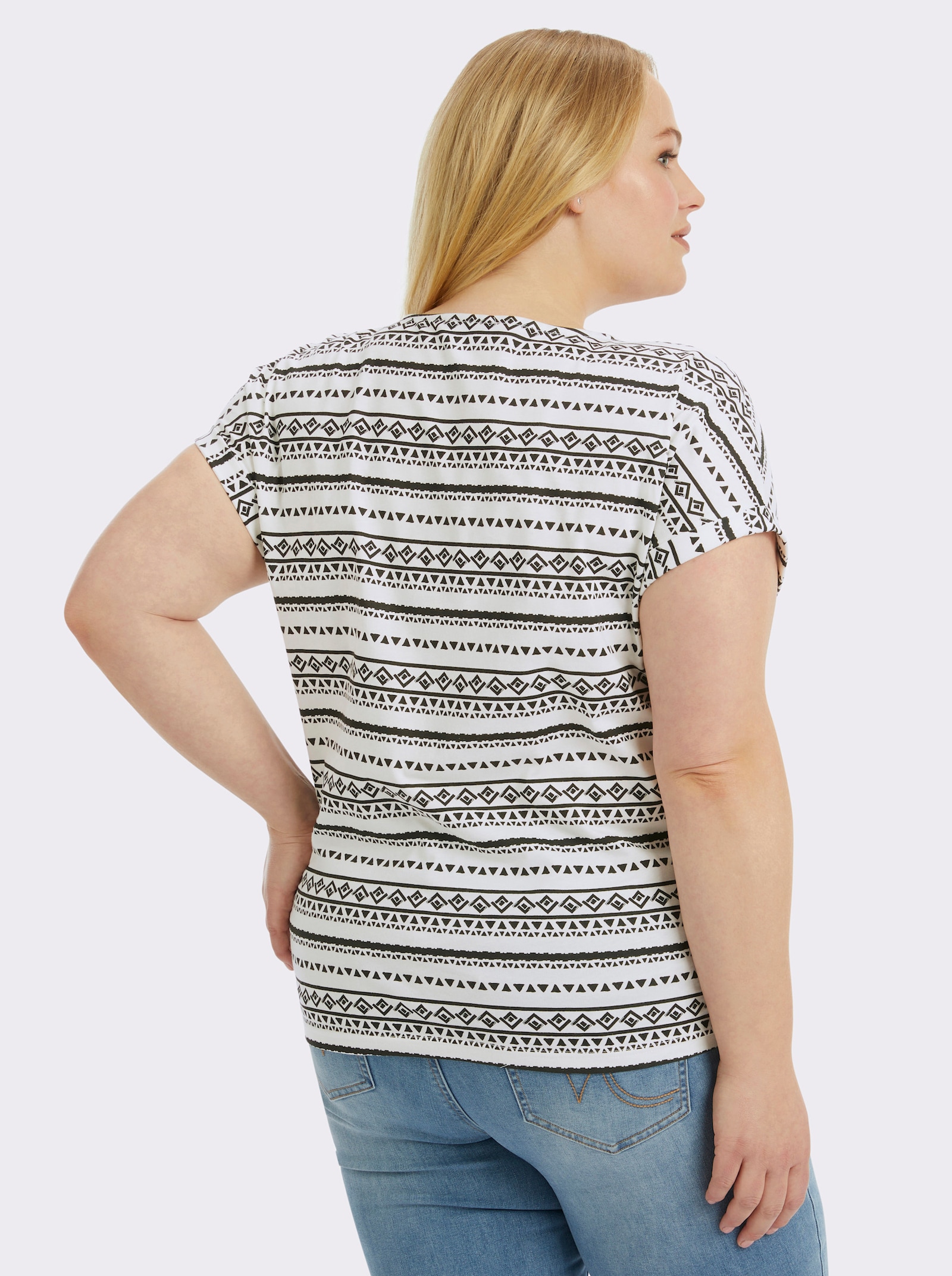 Print-Shirt mit Rundhals-Ausschnitt - ecru-schwarz-bedruckt