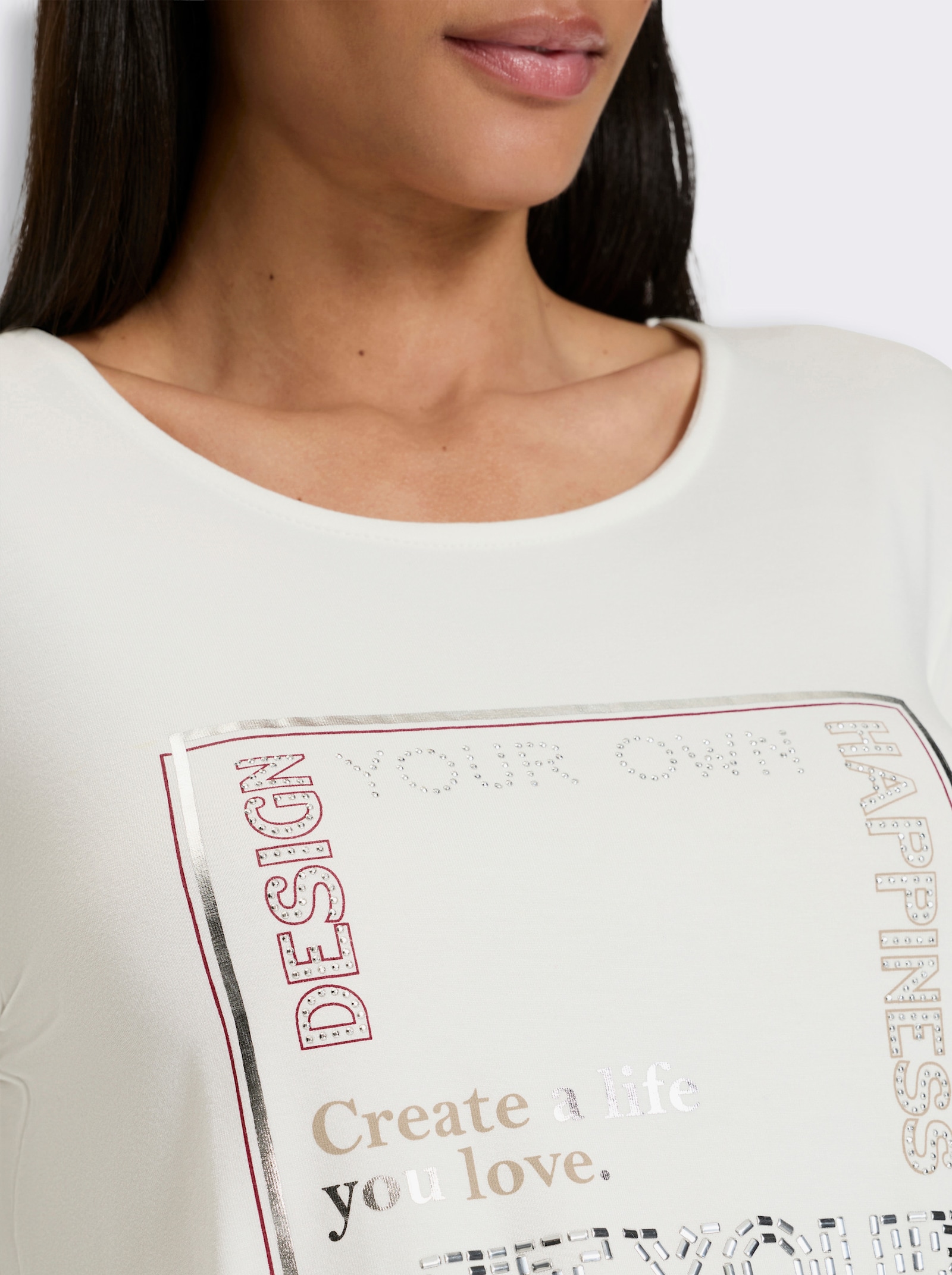 heine Langarmshirt mit Foliendruck - ecru