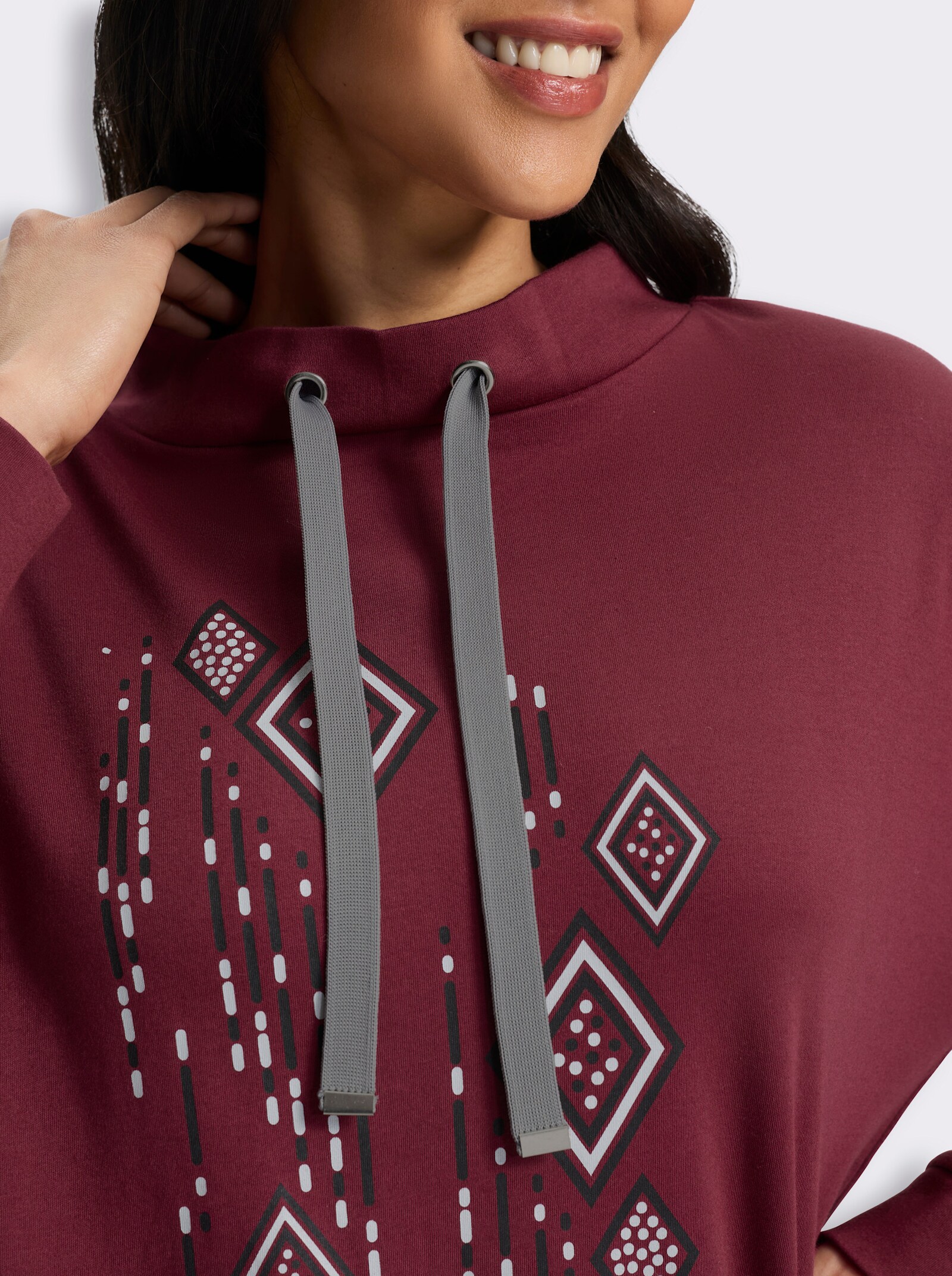  Stehkragenshirt in Interlock-Qualität - bordeaux-schwarz