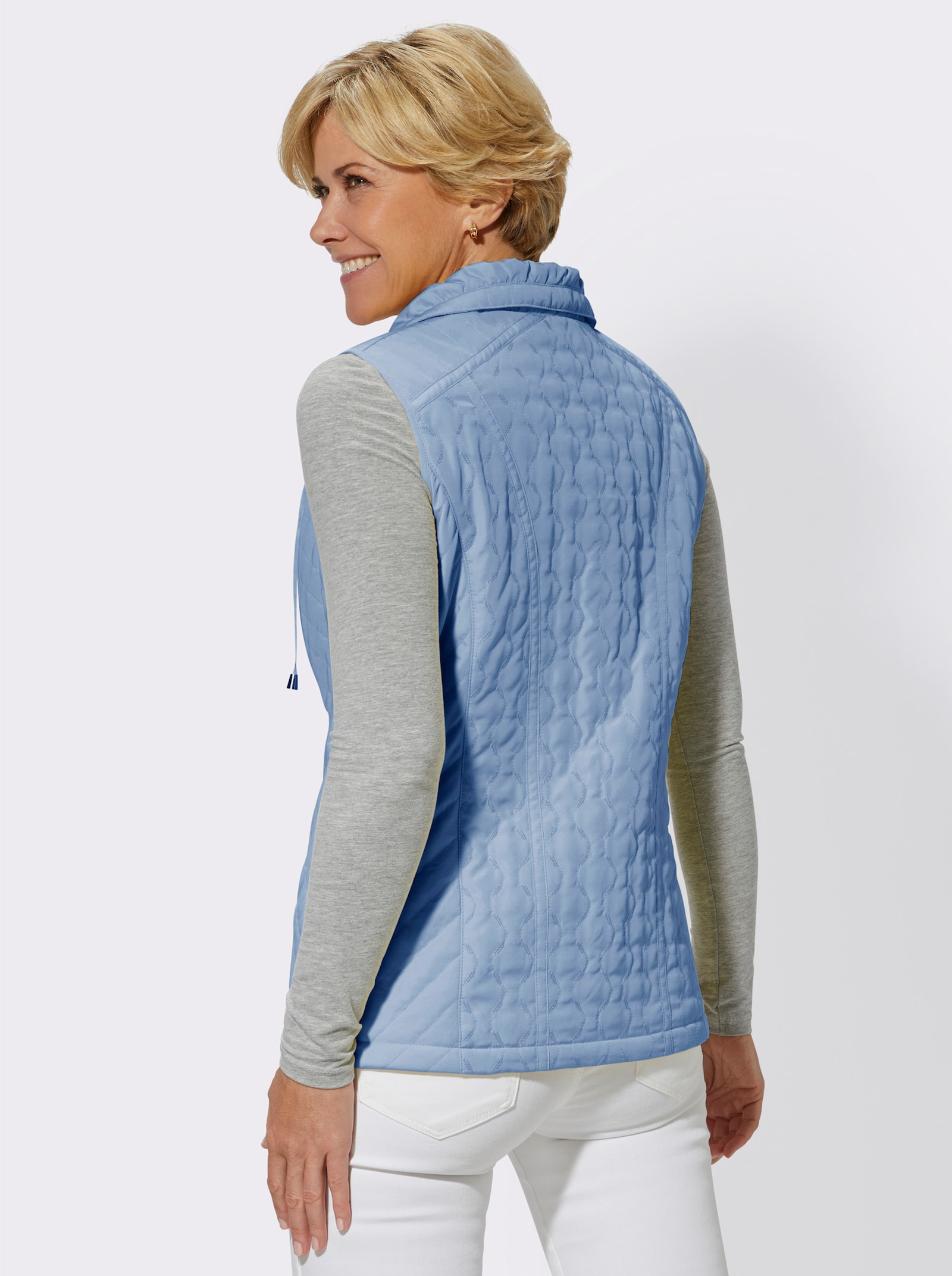 Steppweste mit Reißverschluss-Taschen - hellblau