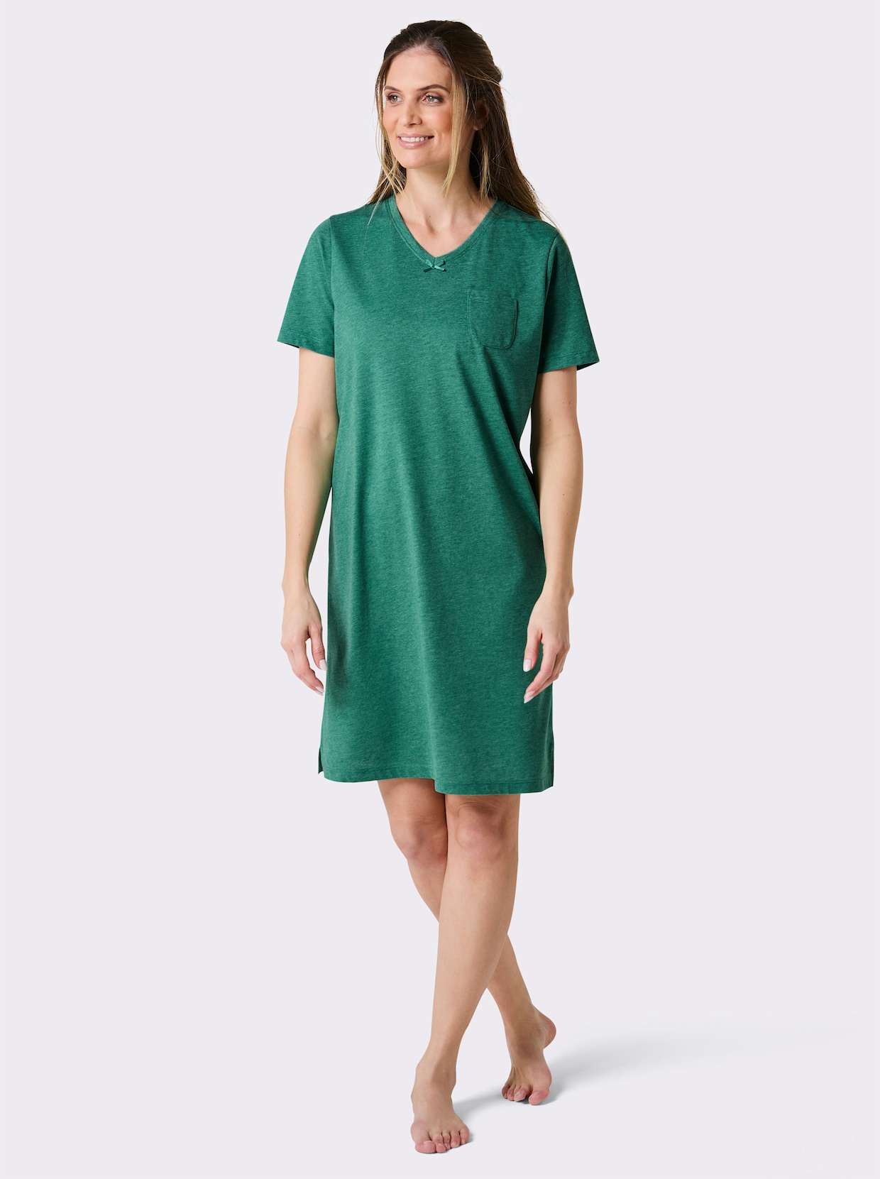 wäschepur Sleepshirts - grün-meliert + steingrau-meliert