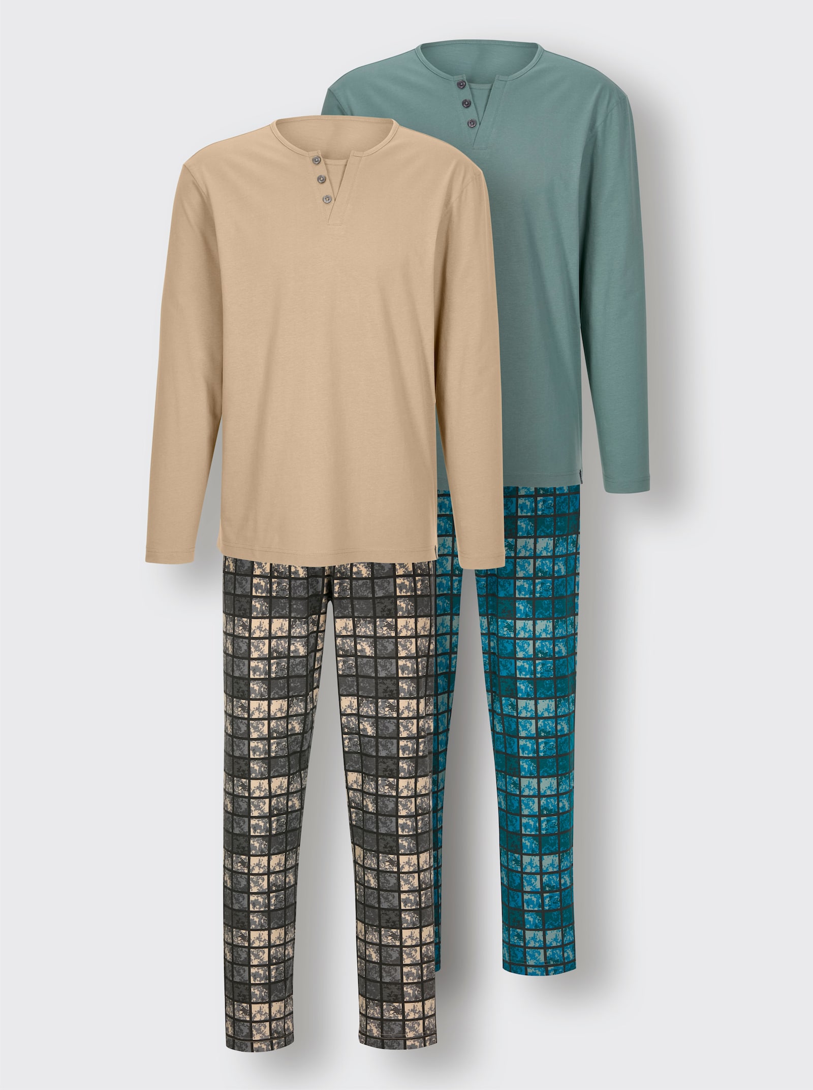 wäschepur men Schlafanzüge - jade-petrol + beige-anthrazit