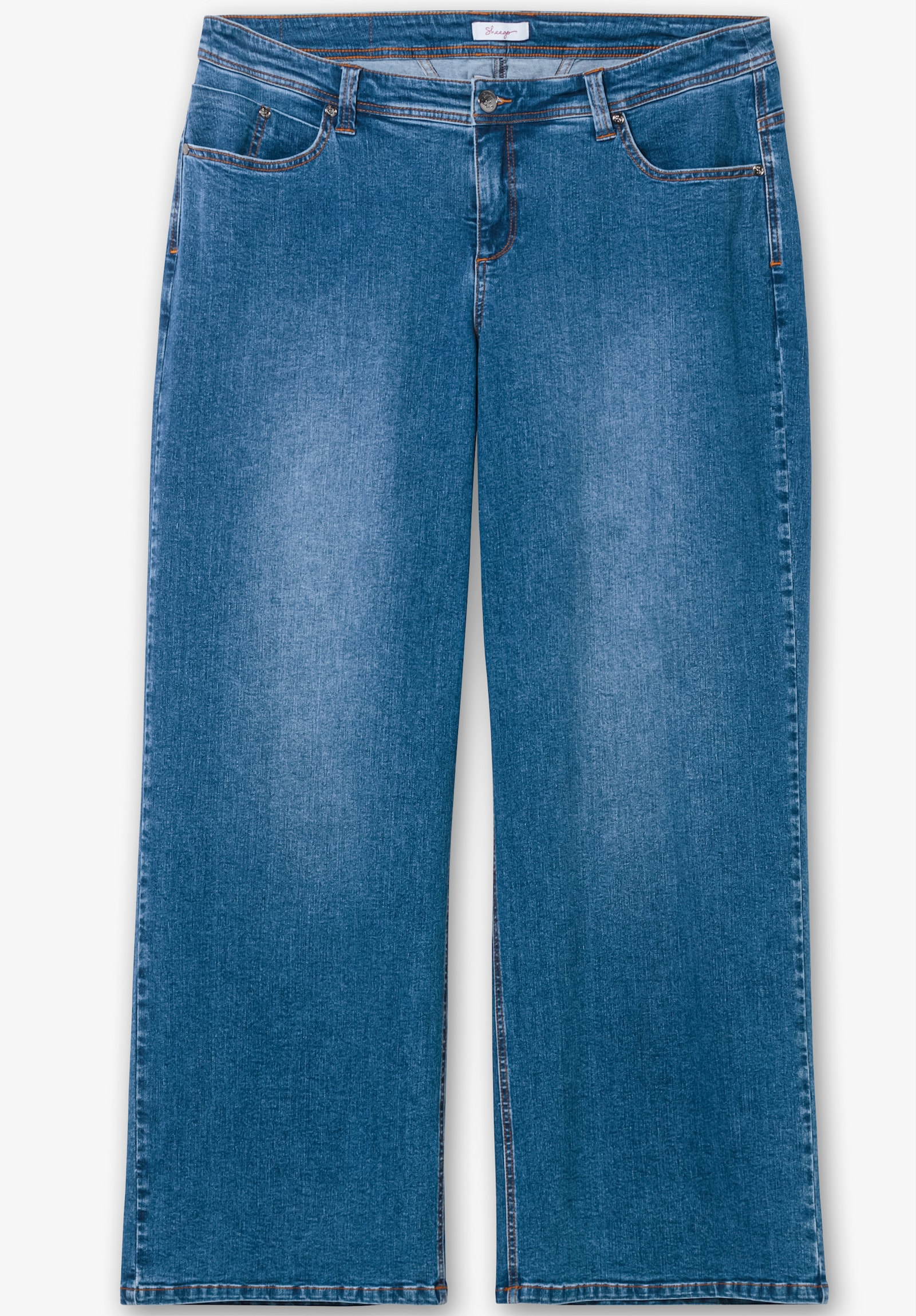 sheego Stretchjeans met wijde pijpen - blue denim