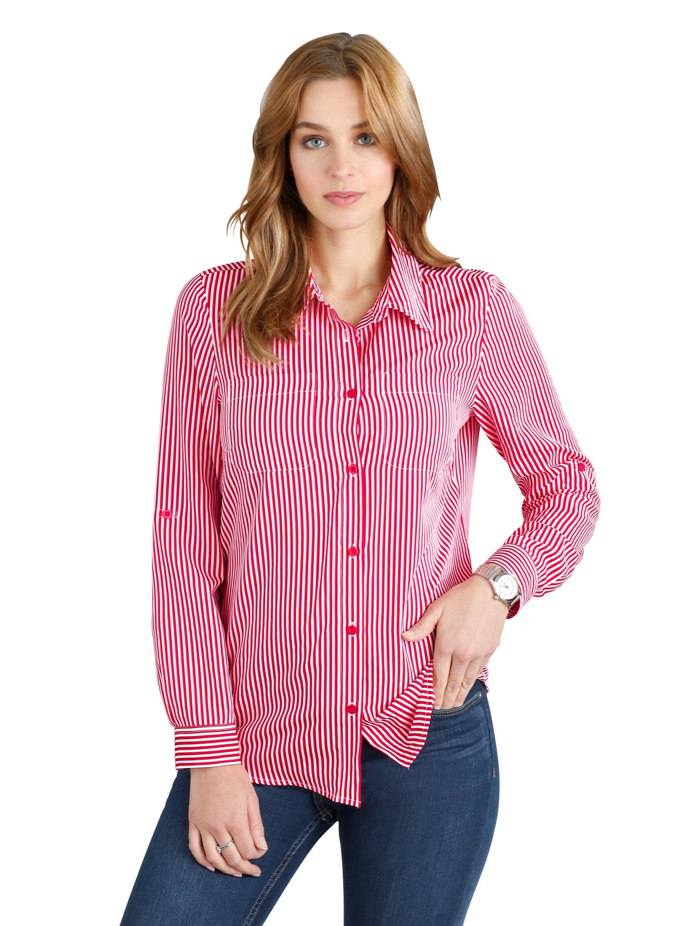 Gestreifte Bluse - bordeaux-gestreift