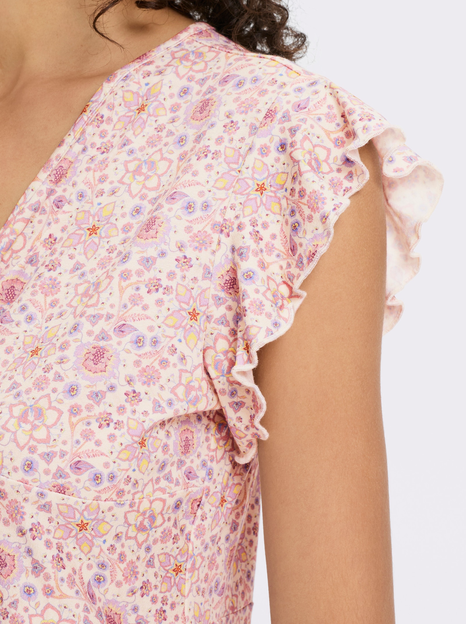 heine Kurzarmshirt mit Flügelärmeln - champagner-flieder-bedruckt