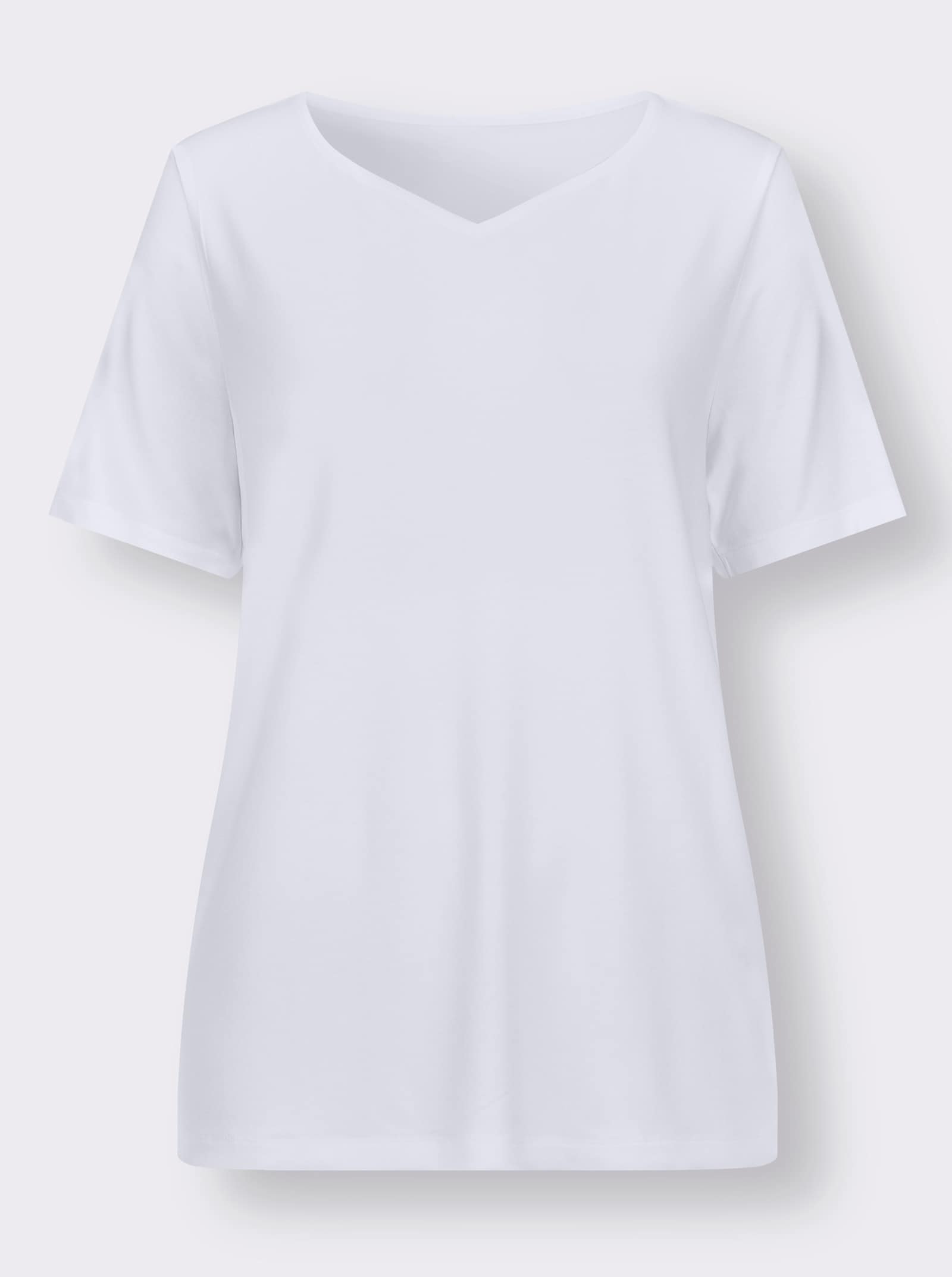 Kurzarmshirt mit herzförmigem Ausschnitt - weiß