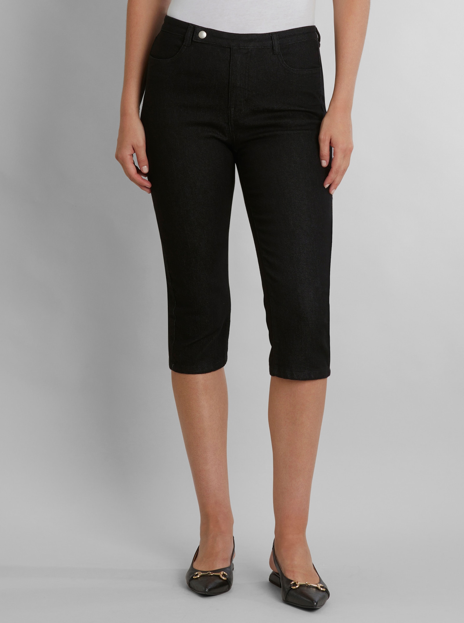 heine Caprijeans mit Seitenschlitzen - schwarz