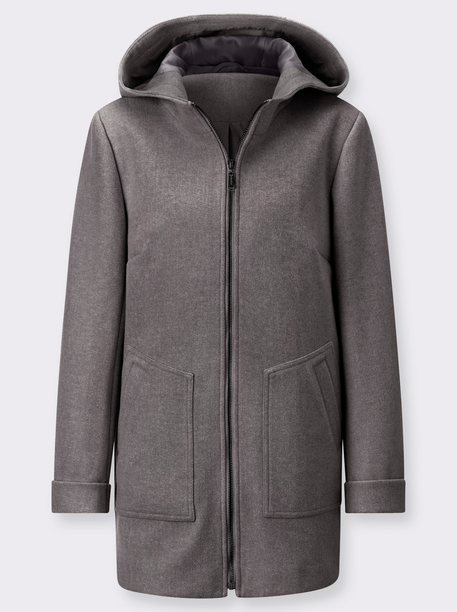 Kapuzenjacke mit Innentasche - anthrazit-meliert