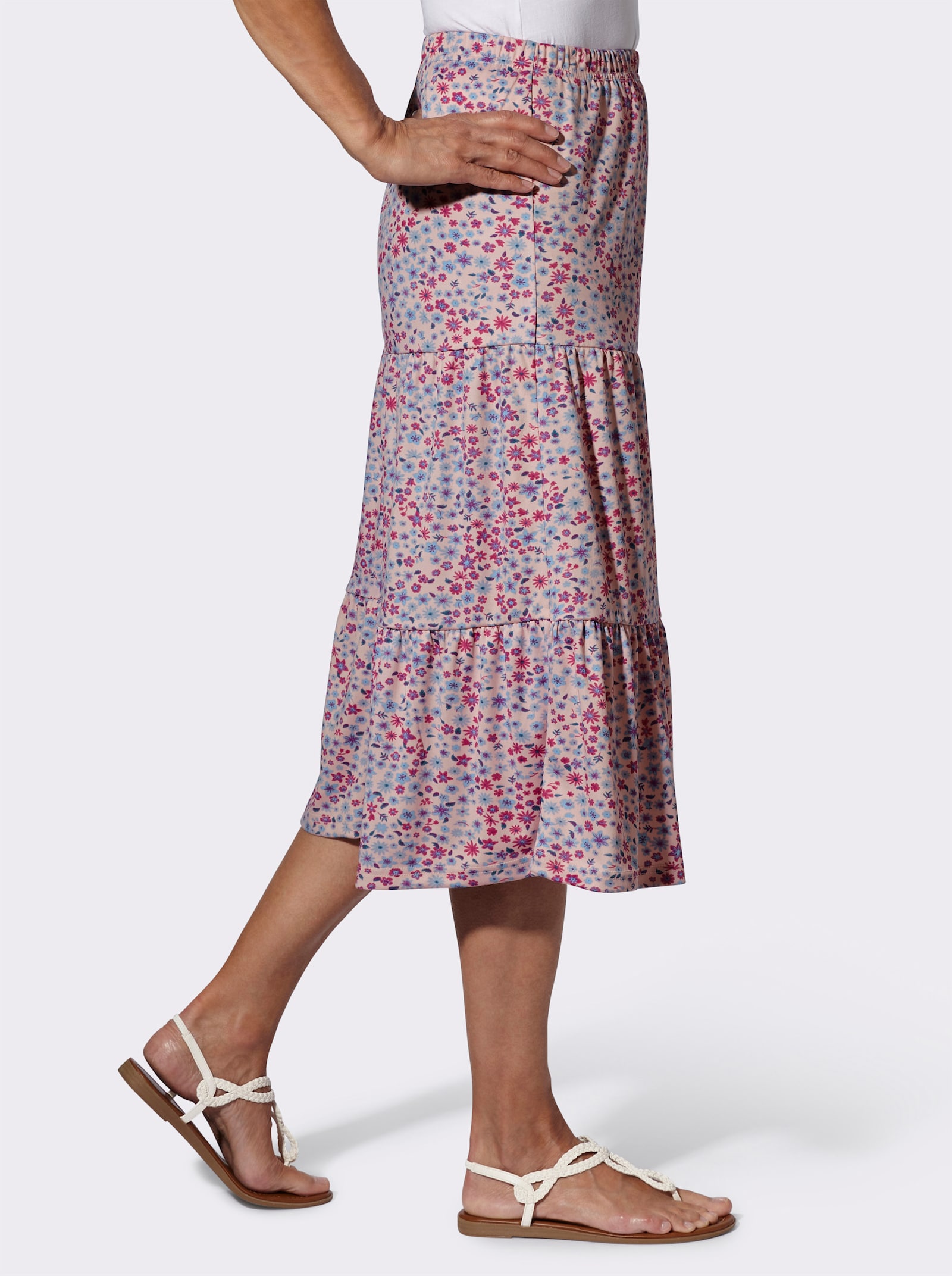 Jerseyrock im Stufenschnitt, geblümt - puder-erika-bedruckt